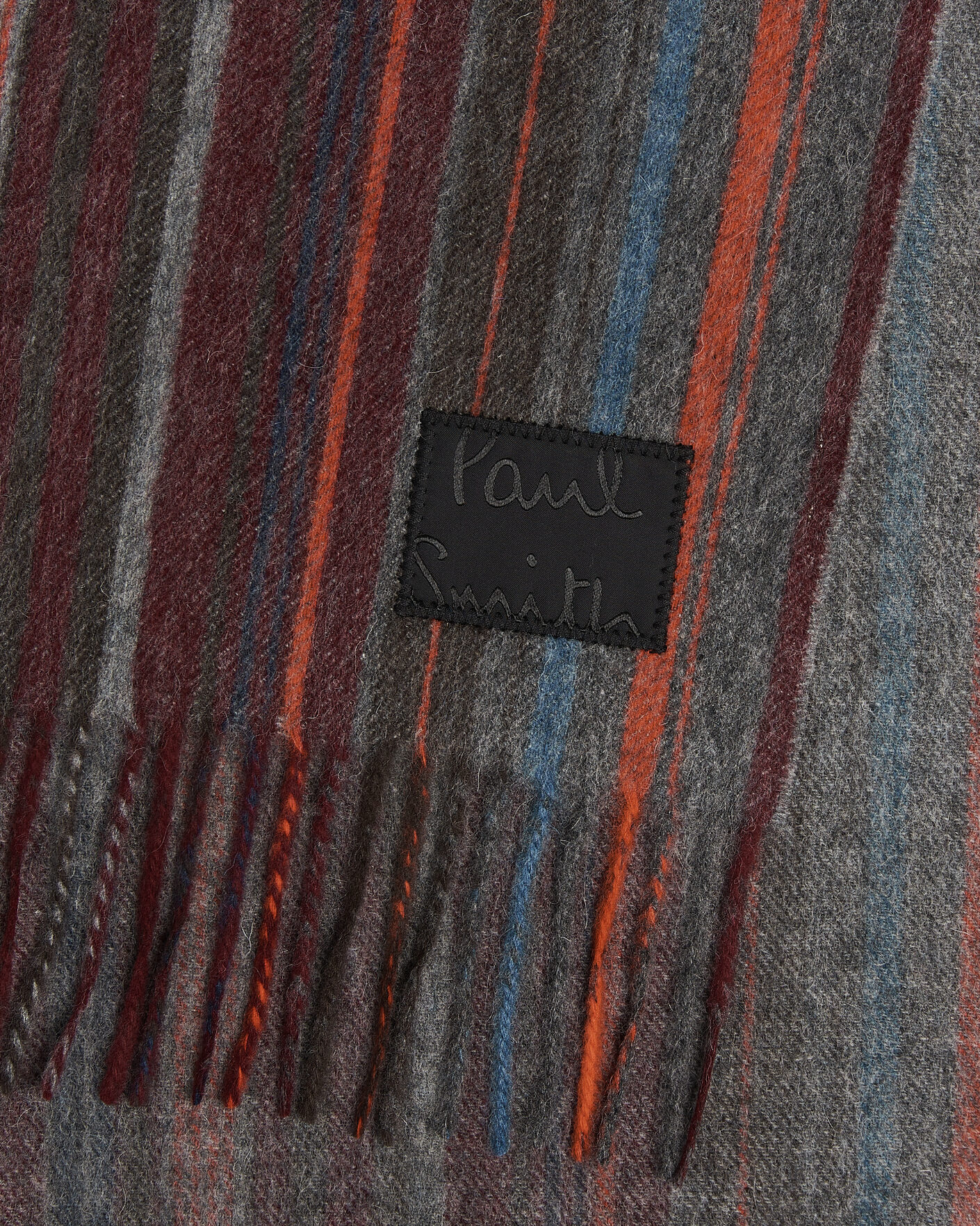 Men | Scarves | Paul Smith | Lambswool Striped Scarf Red