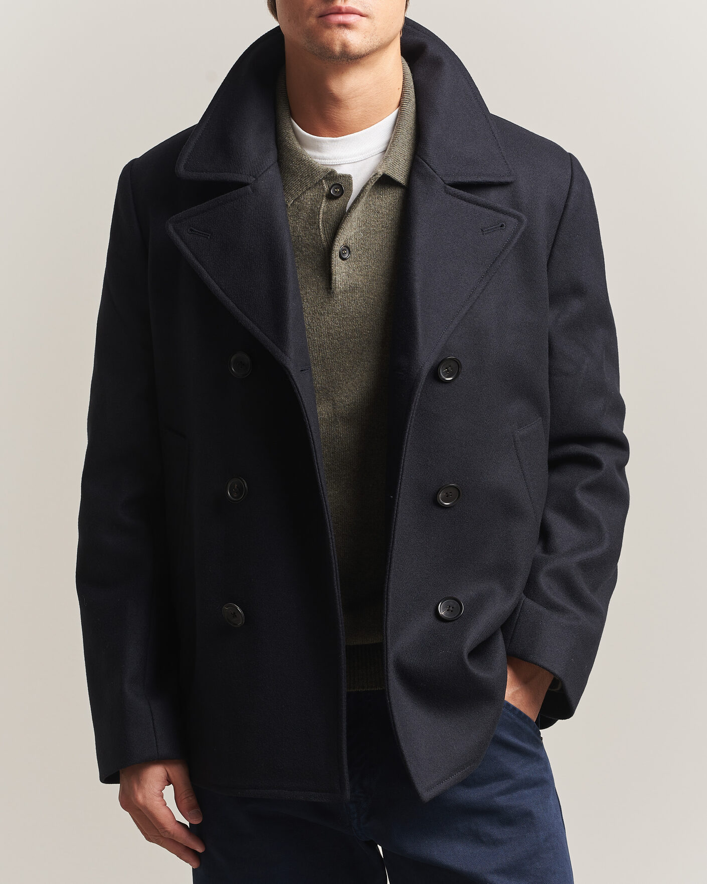 PS Paul Smith Wool Peacoat Navy at CareOfCarl.com