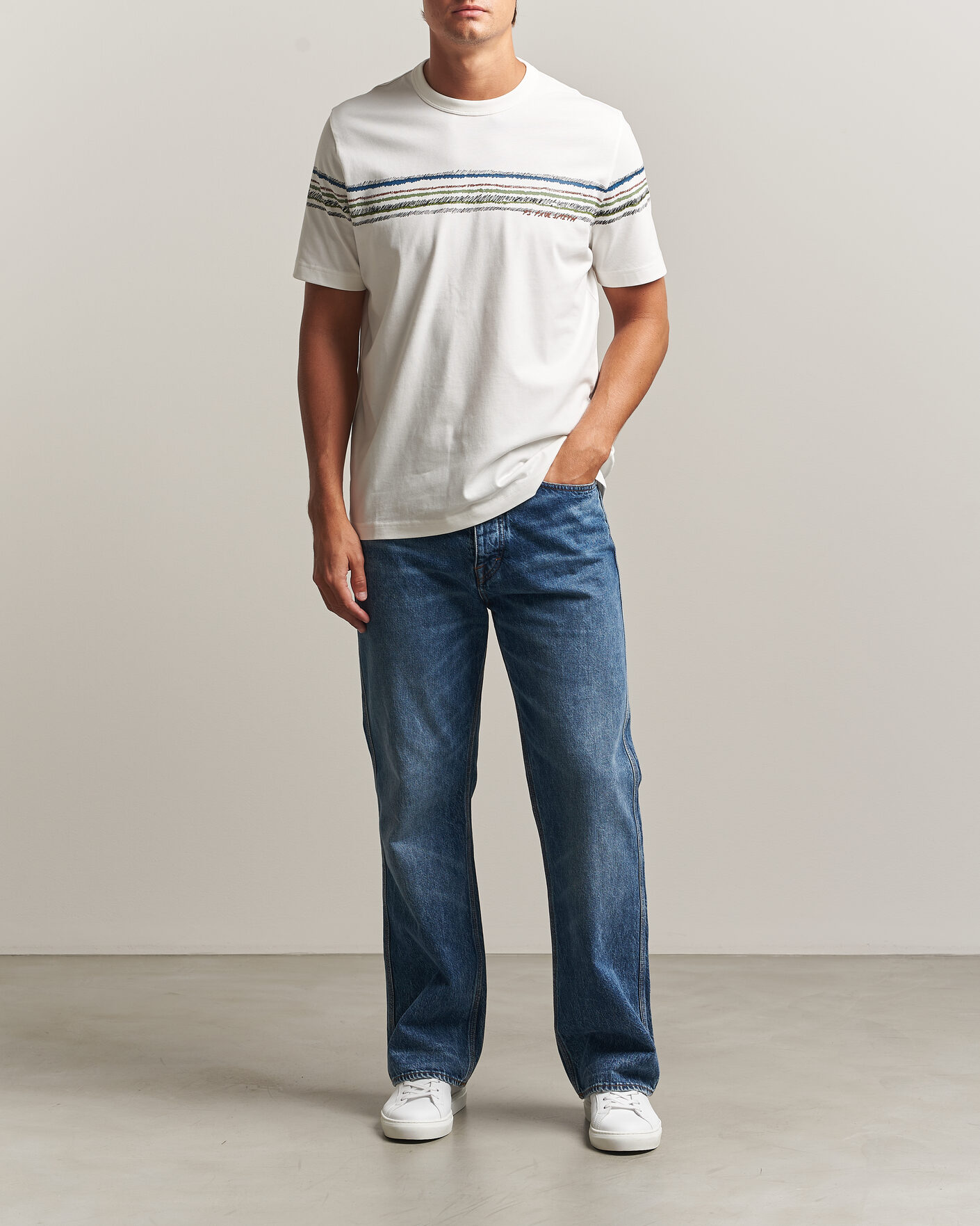 Men | T-Shirts | PS Paul Smith | Stripes Crew Neck T-Shirt White