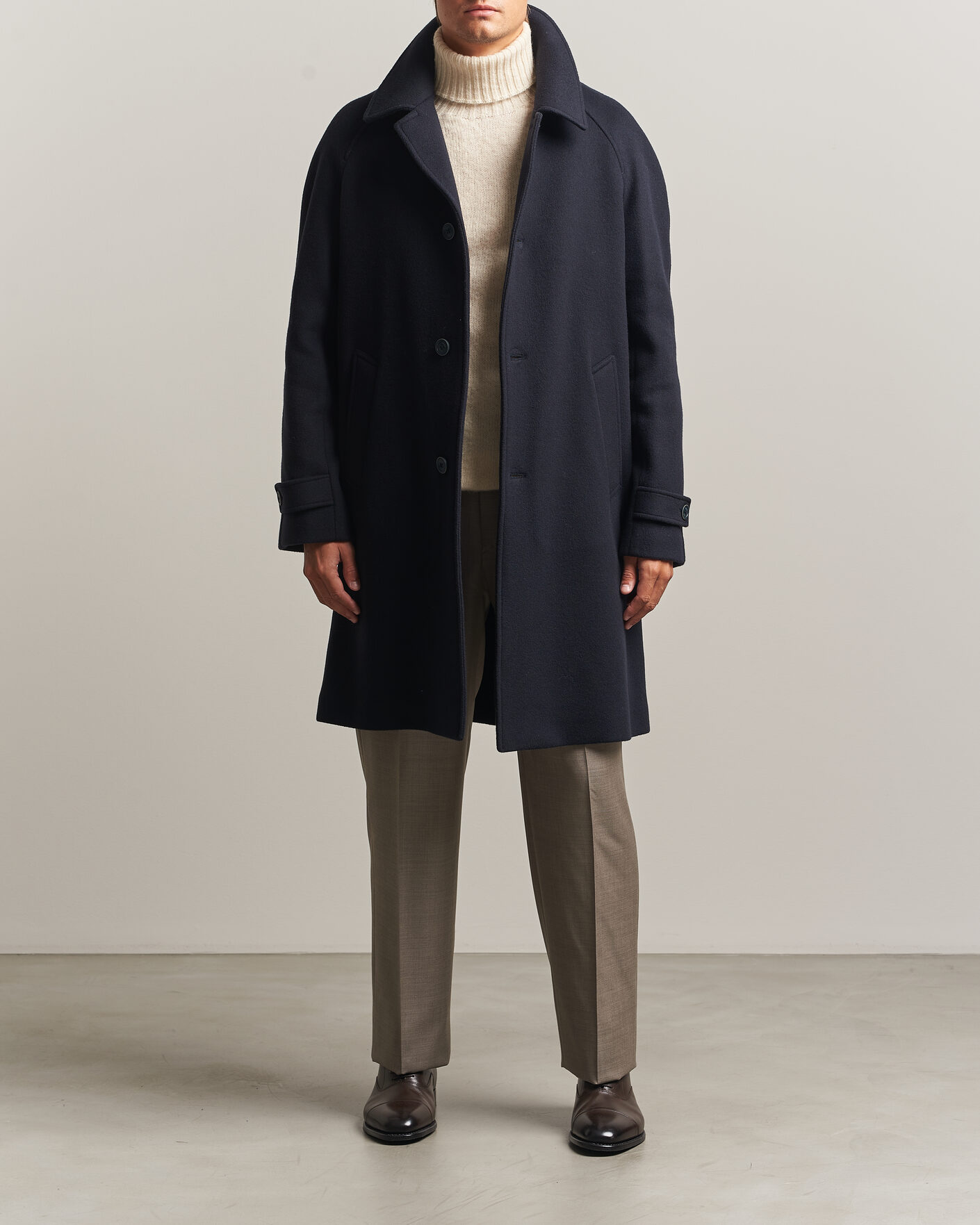 Men | Coats & Jackets | Herno | Raglan Wool Coat Navy