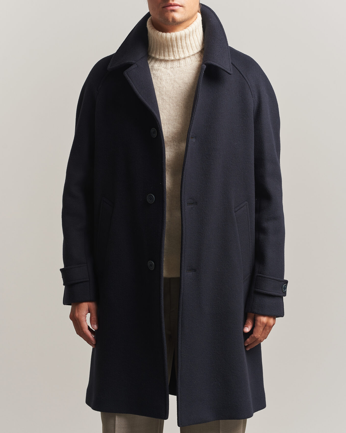 Men | Coats & Jackets | Herno | Raglan Wool Coat Navy