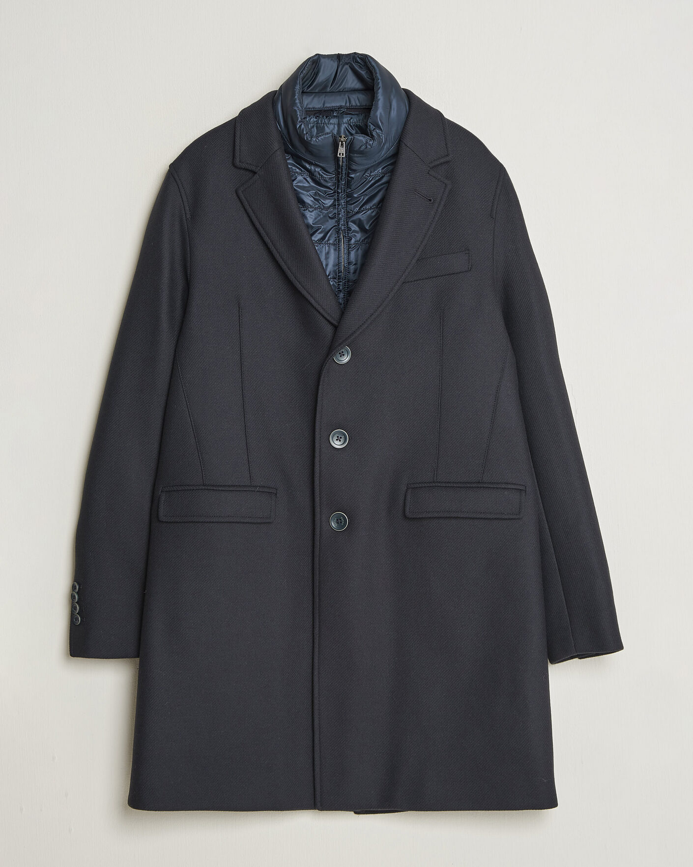 Men | Coats & Jackets | Herno | Wool Zip Coat Navy