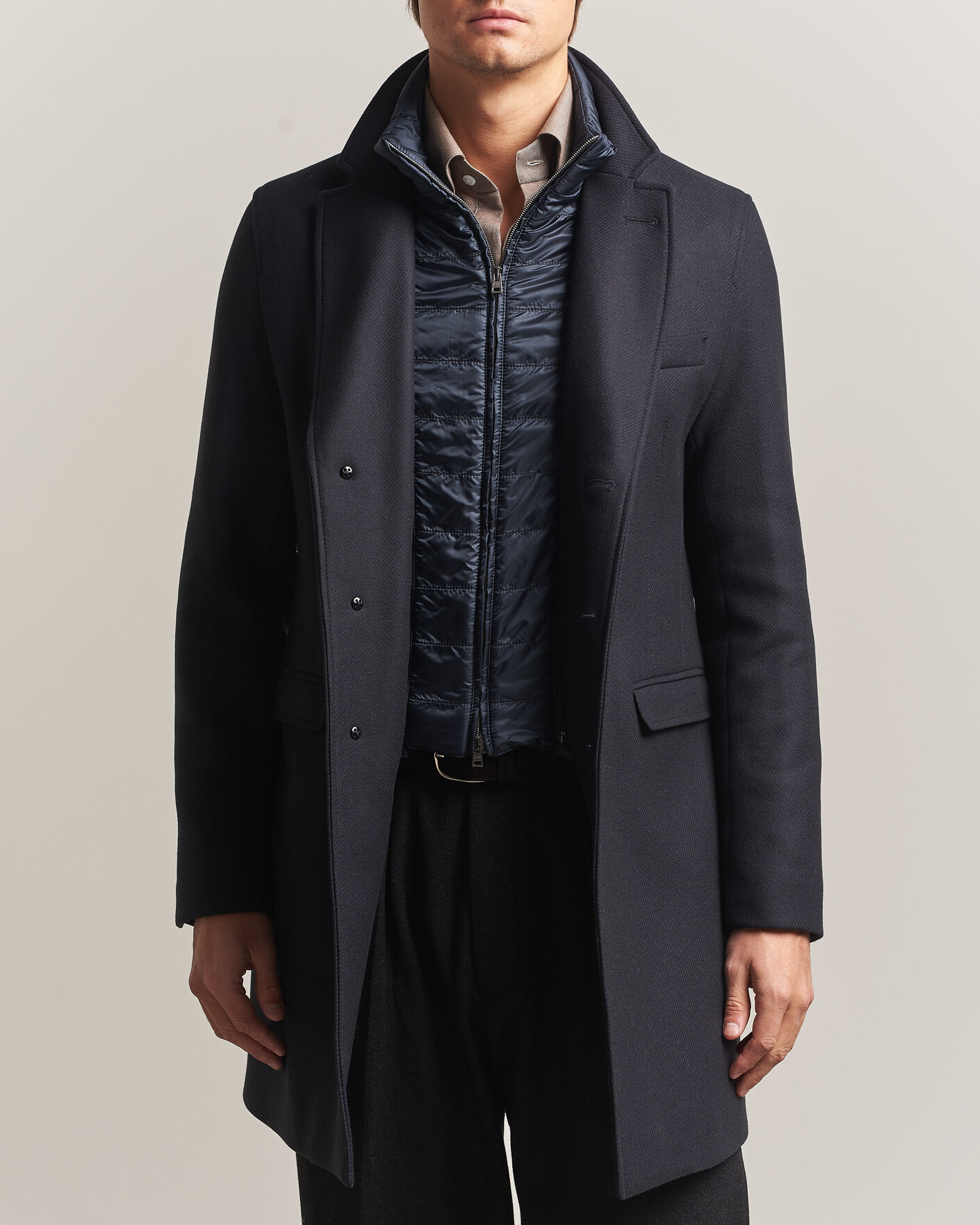 Men | Coats & Jackets | Herno | Wool Zip Coat Navy