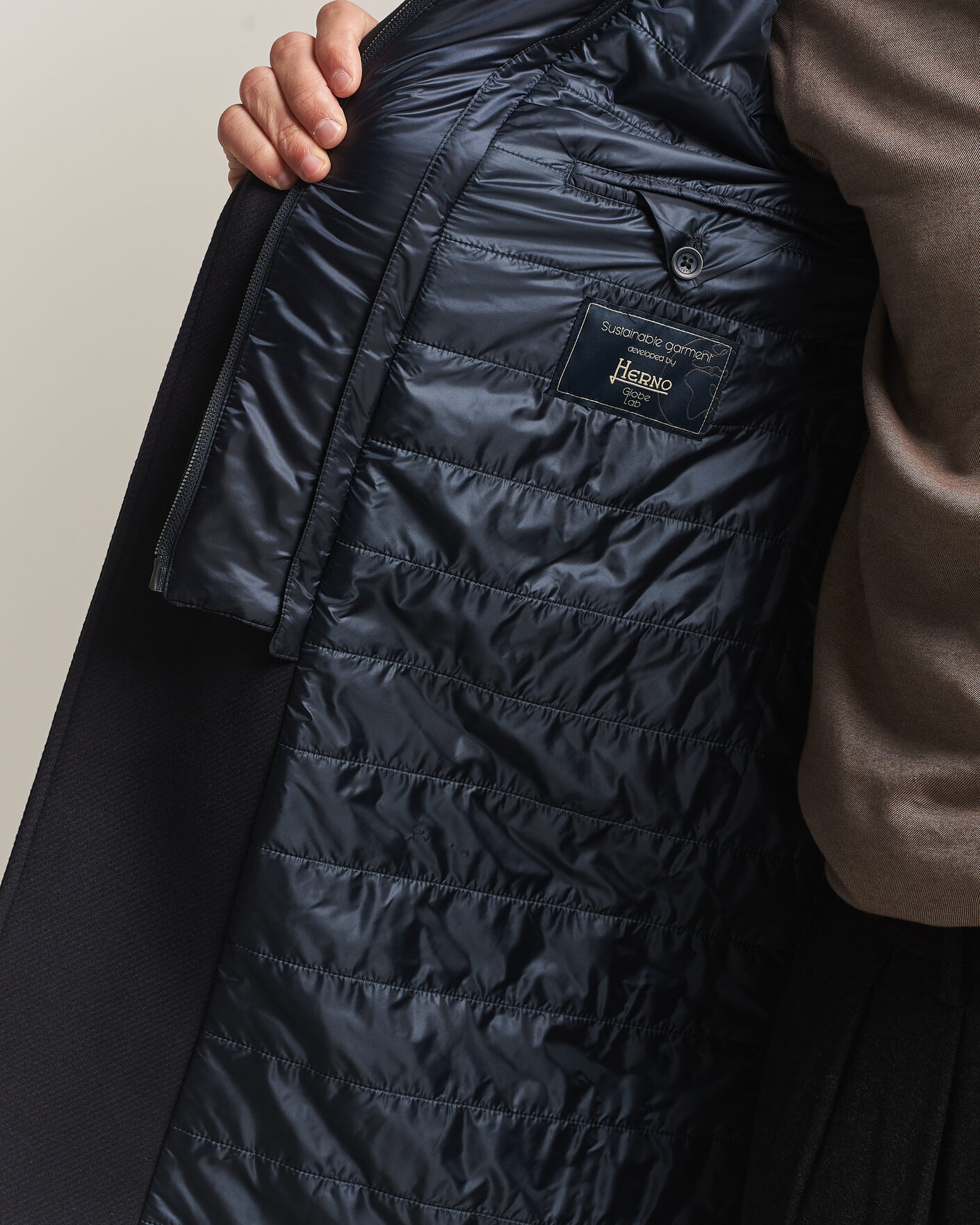 Men | Coats & Jackets | Herno | Wool Zip Coat Navy