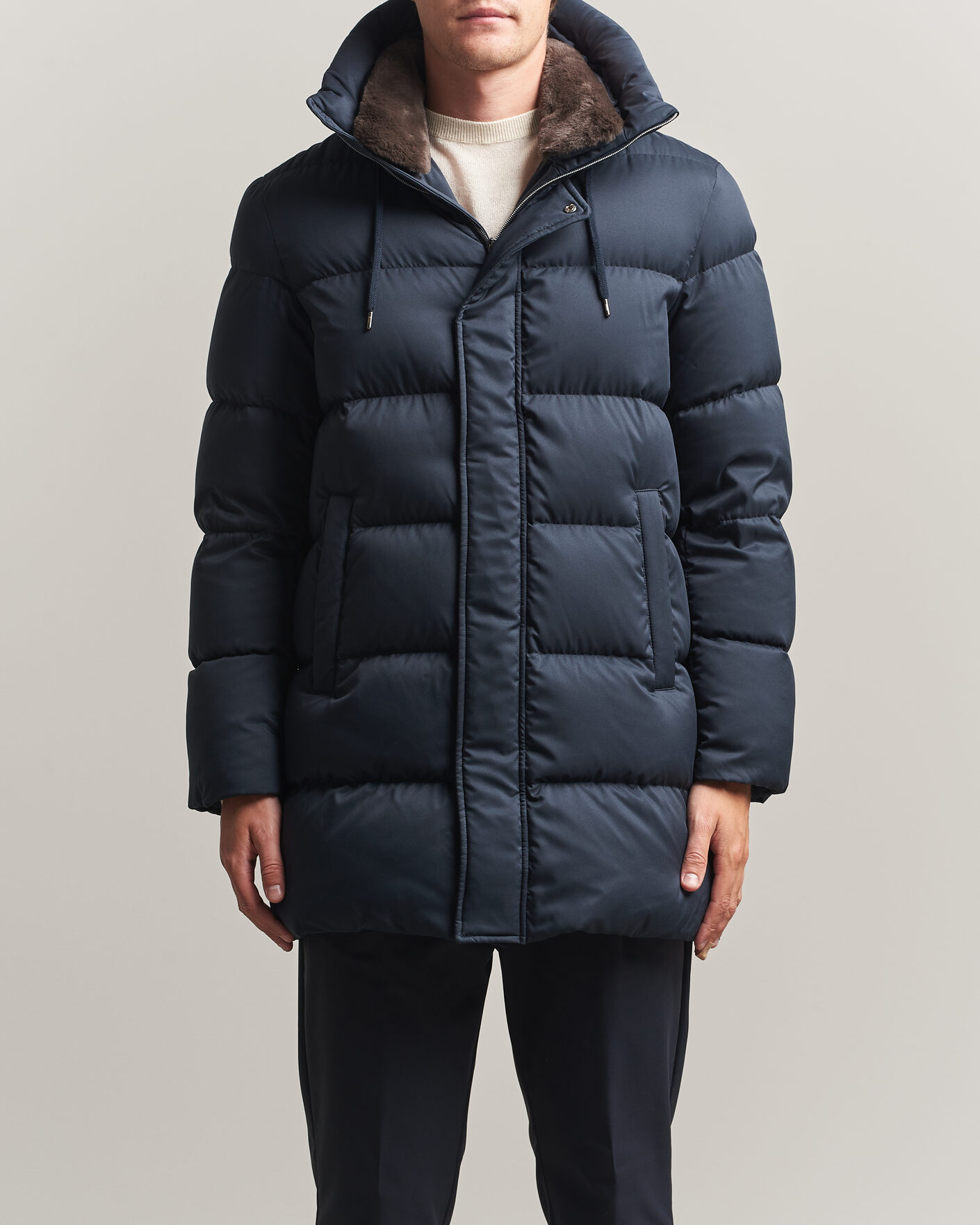 Men | Coats & Jackets | Herno | Faux Fur Down Parka Navy