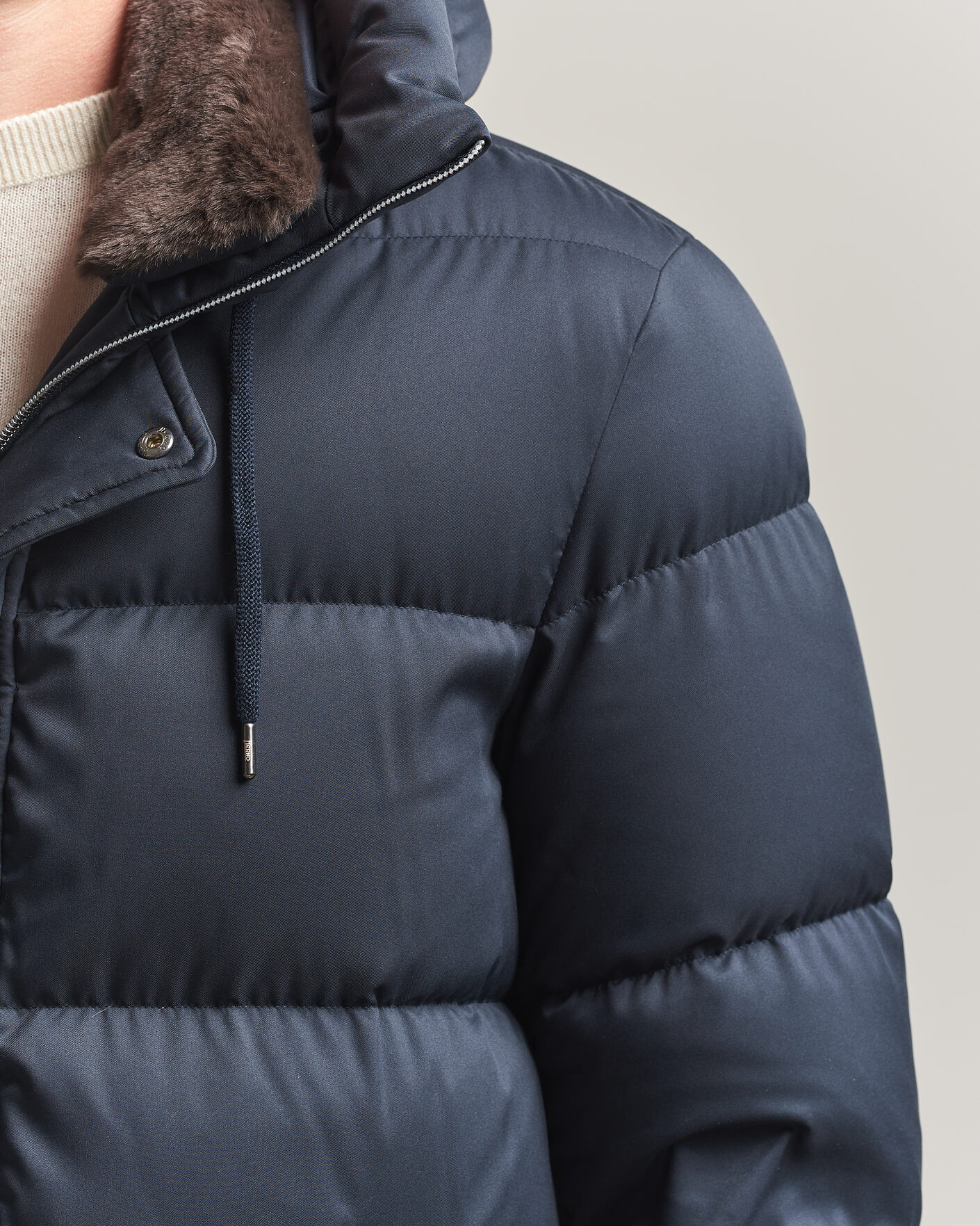Men | Coats & Jackets | Herno | Faux Fur Down Parka Navy