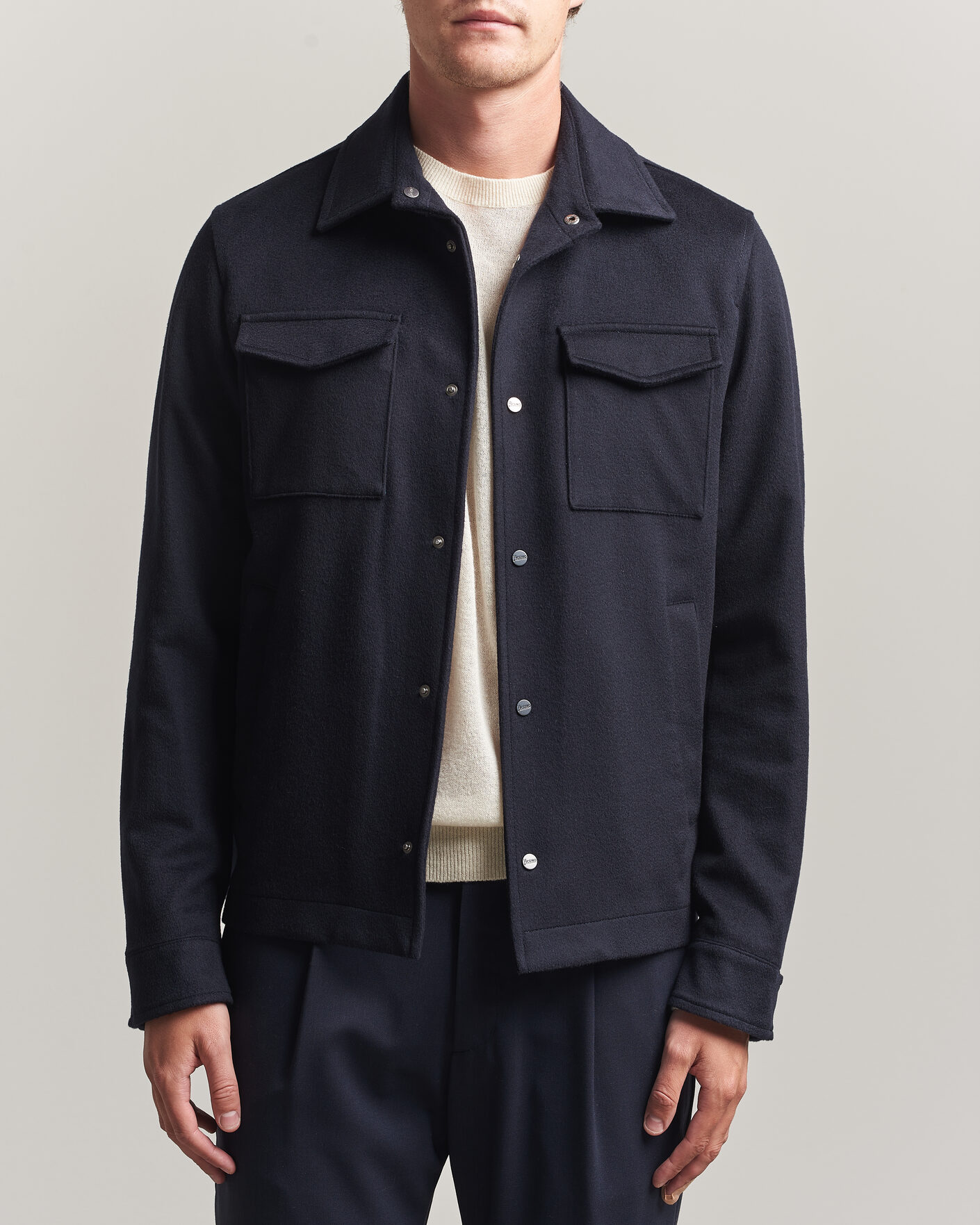 Men | Coats & Jackets | Herno | Cashmere Overshirt Navy