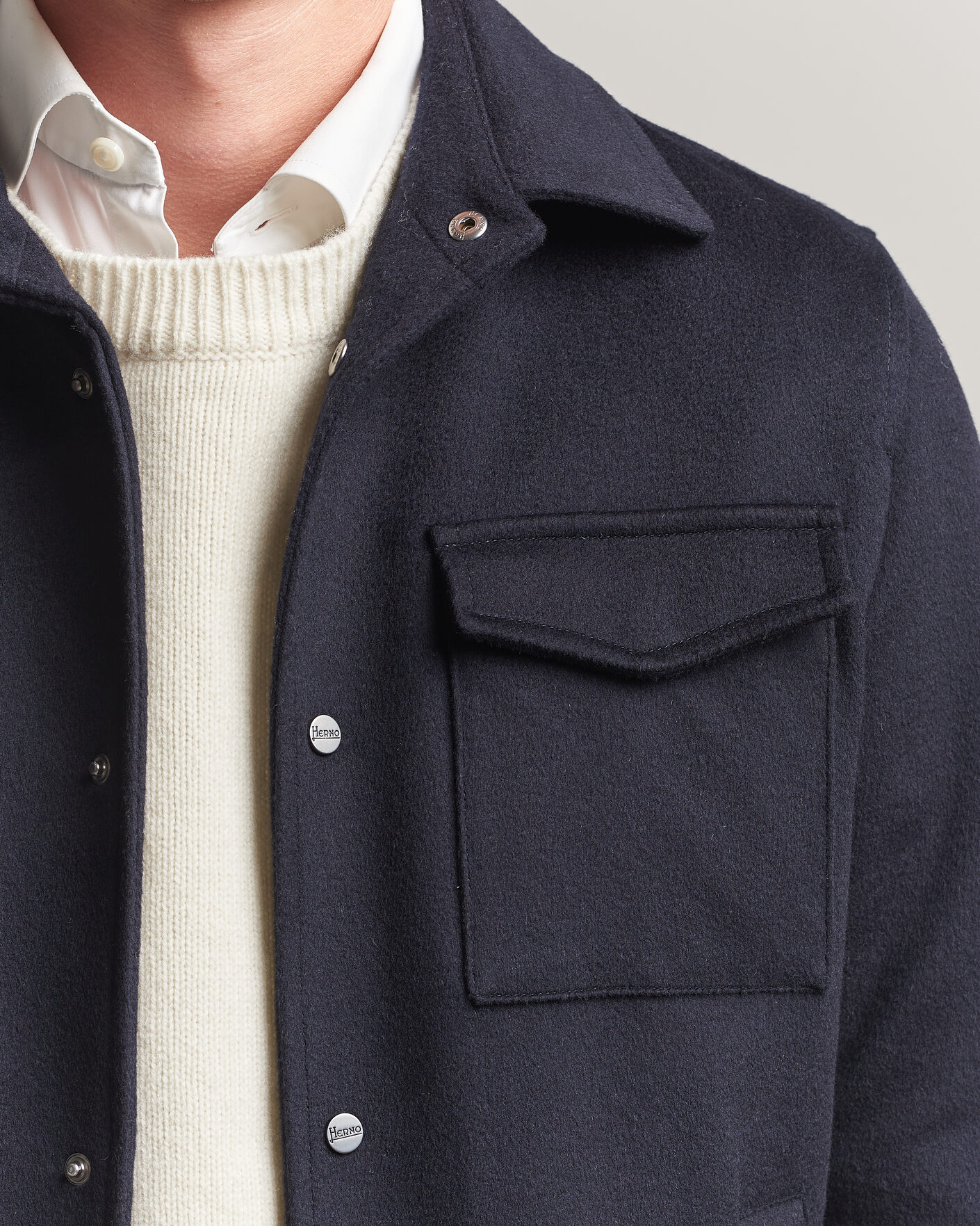 Men | Coats & Jackets | Herno | Cashmere Overshirt Navy