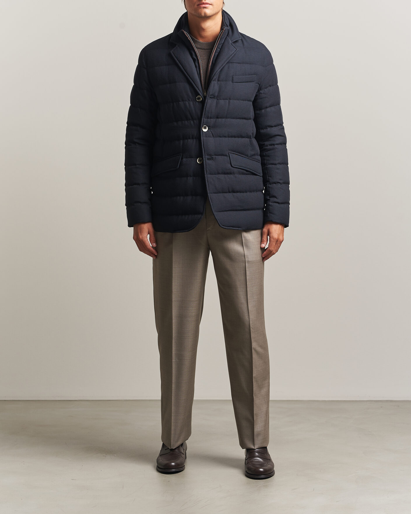 Men | Coats & Jackets | Herno | Flannel Down Blazer Navy