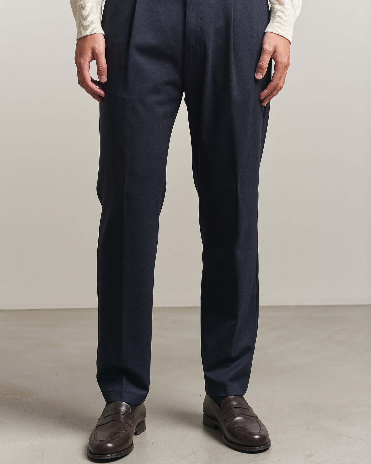 Men | Trousers | Herno | Pleated Wool Trousers Navy