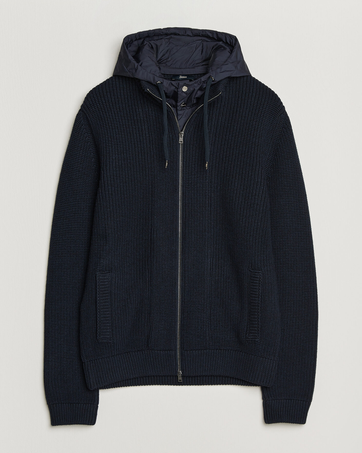 Men | Sweaters & Knitwear | Herno | Full Zip Knit Cardigan Navy
