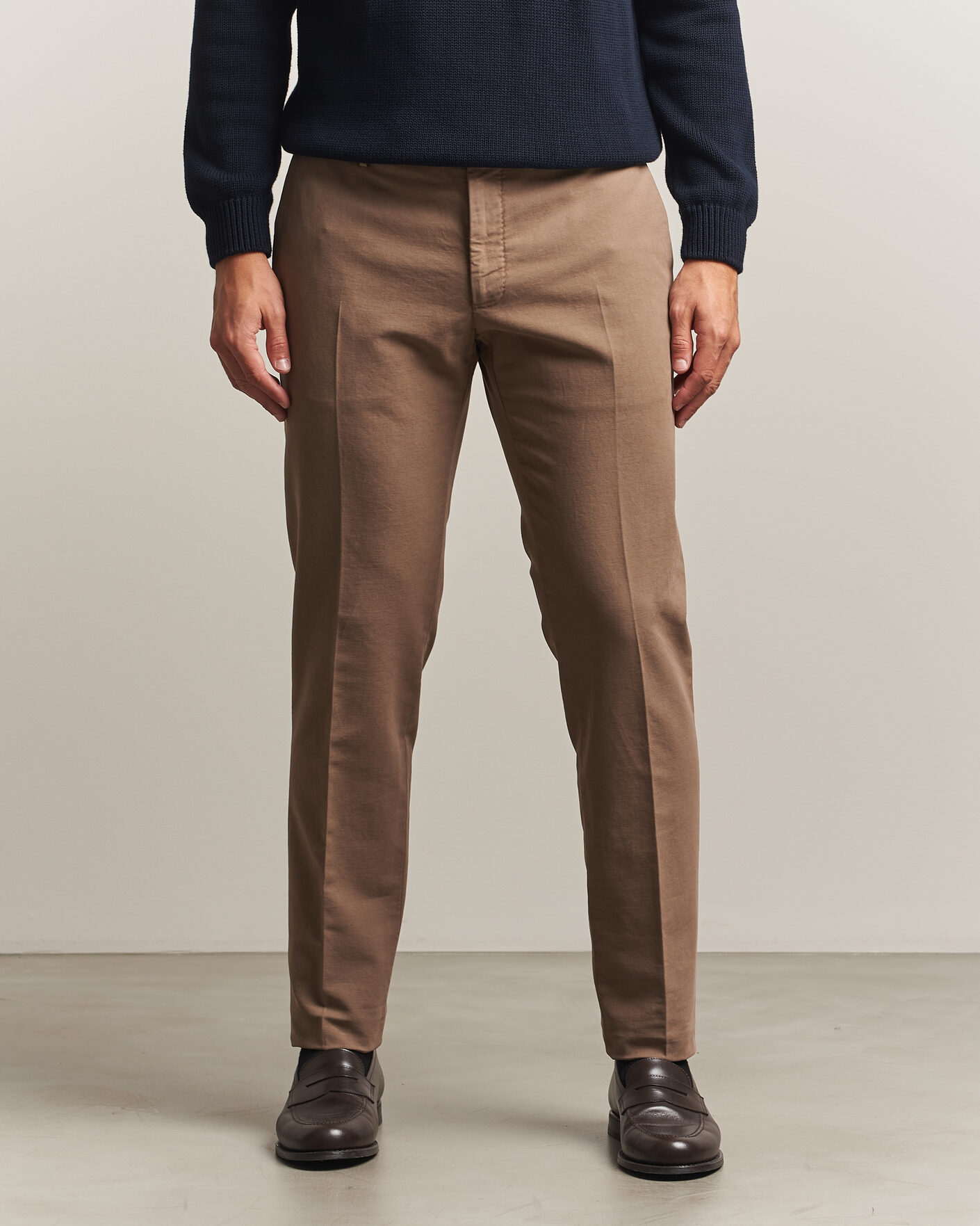 Men | Trousers | Incotex | Slim Fit Soft Cotton Stretch Chinos Taupe