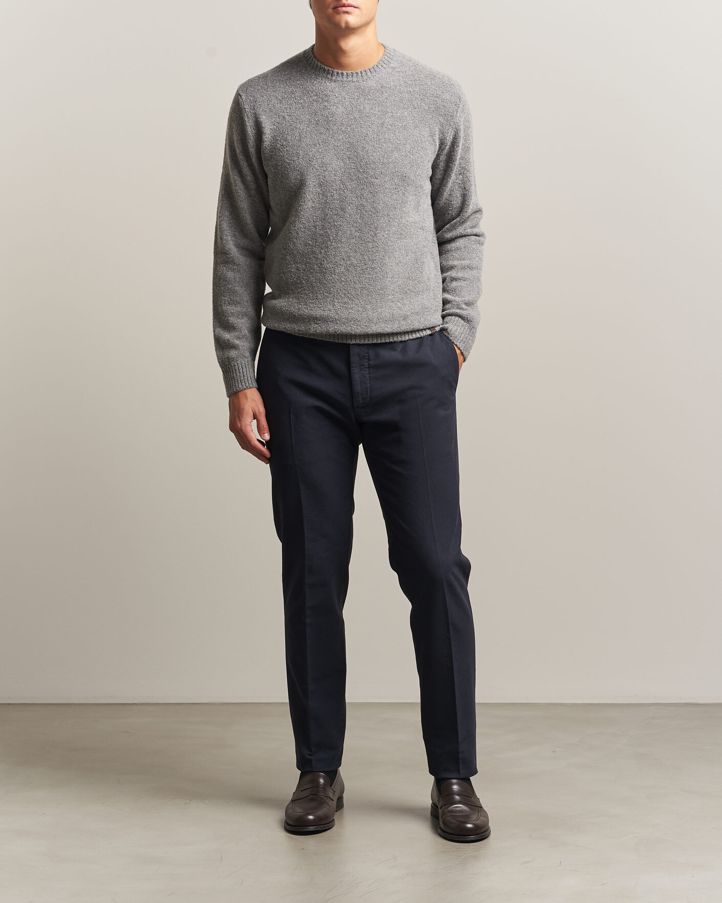Men | Trousers | Incotex | Slim Fit Soft Cotton Stretch Chinos Navy