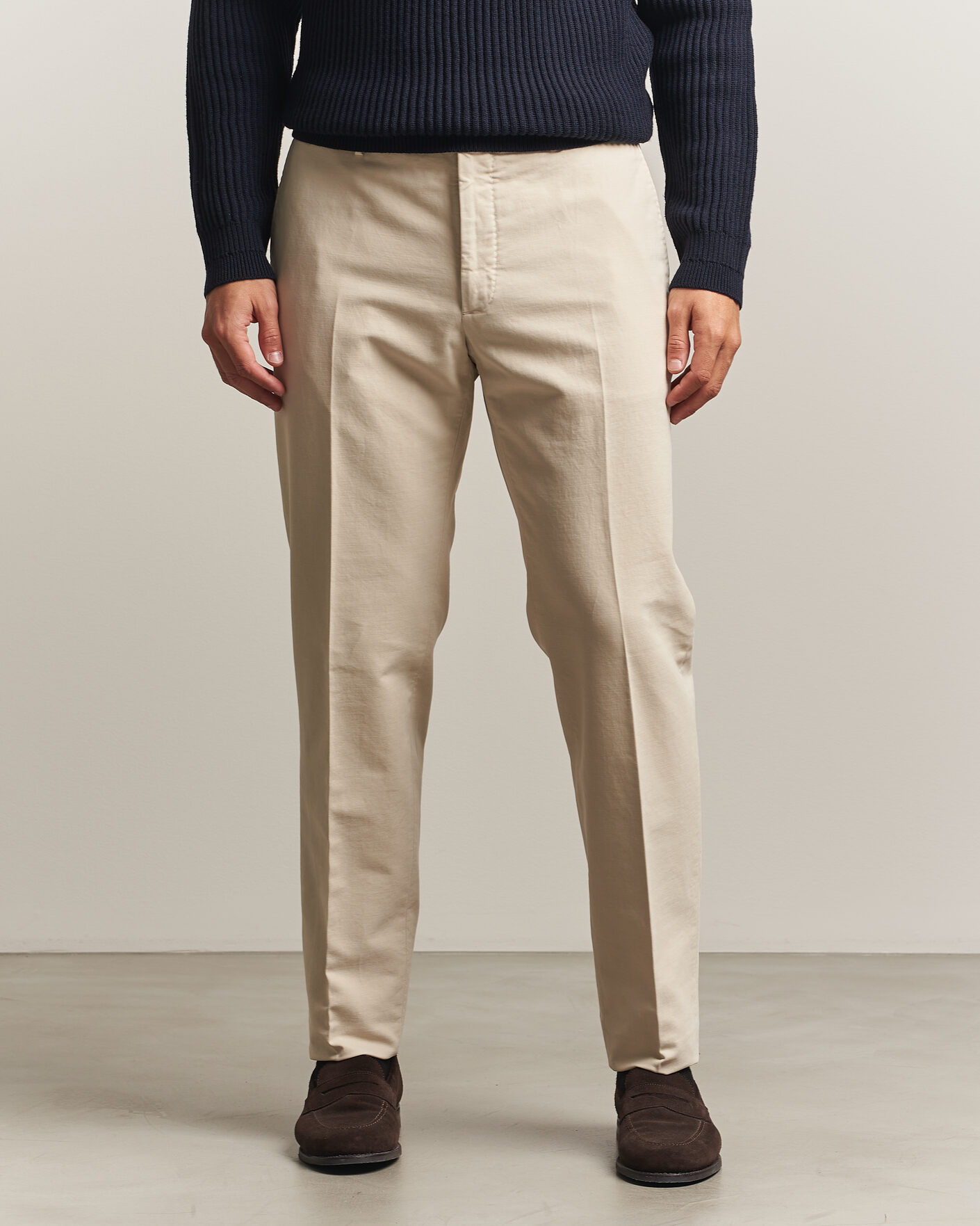 Men | Trousers | Incotex | Regular Fit Soft Cotton Stretch Chinos Off White