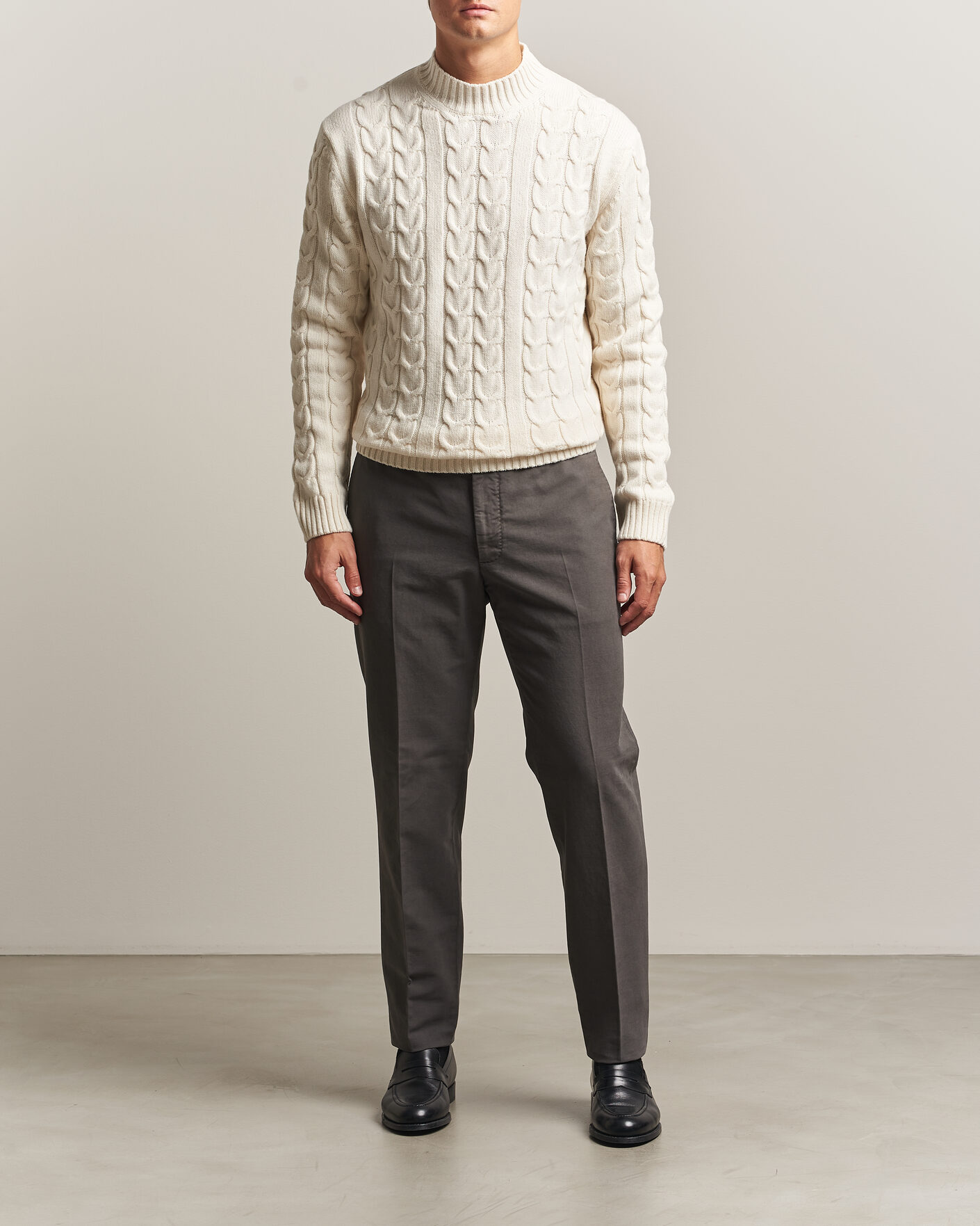 Men | Trousers | Incotex | Regular Fit Soft Cotton Stretch Chinos Dark Grey