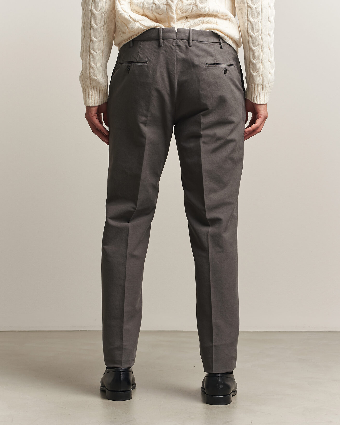 Men | Trousers | Incotex | Regular Fit Soft Cotton Stretch Chinos Dark Grey