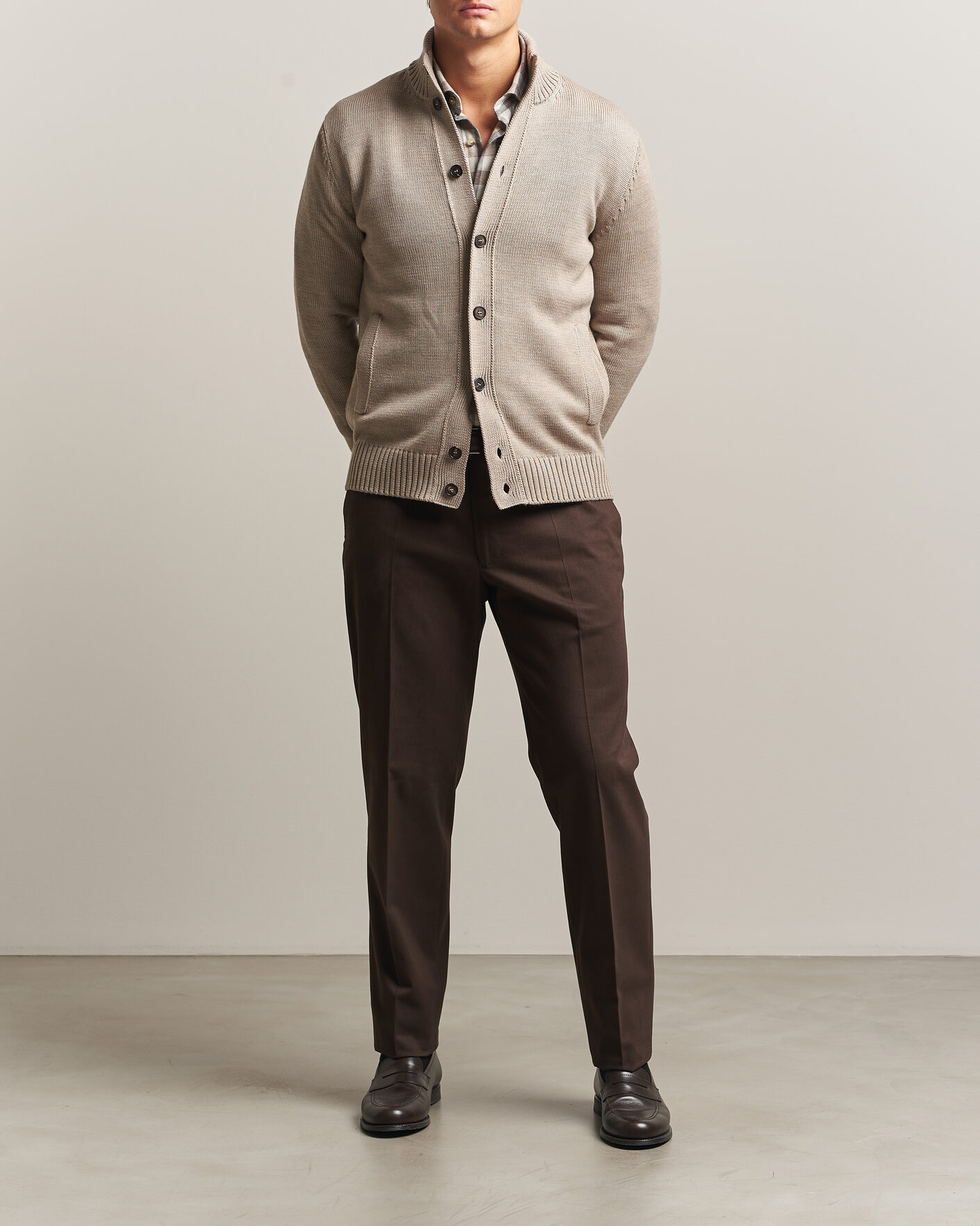 Men | Trousers | Incotex | Regular Fit Cotton/Cashmere Trousers Military