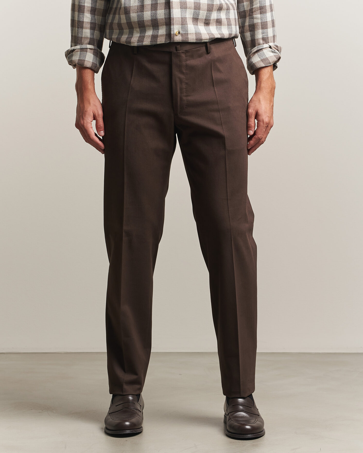 Men | Trousers | Incotex | Regular Fit Cotton/Cashmere Trousers Military