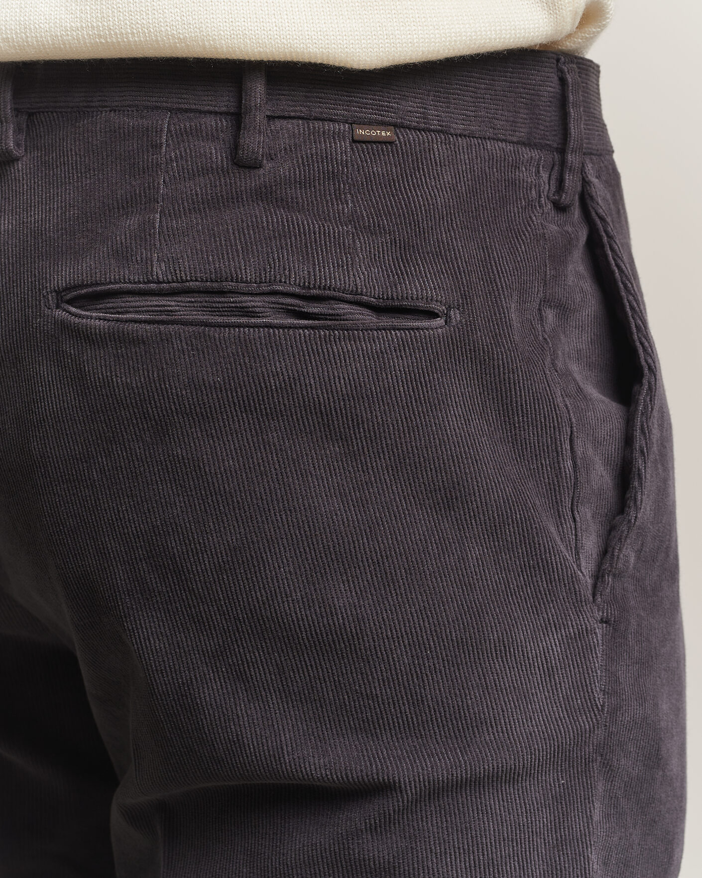 Men | Trousers | Incotex | Slim Fit Baby Corduroy Trousers Dark Grey