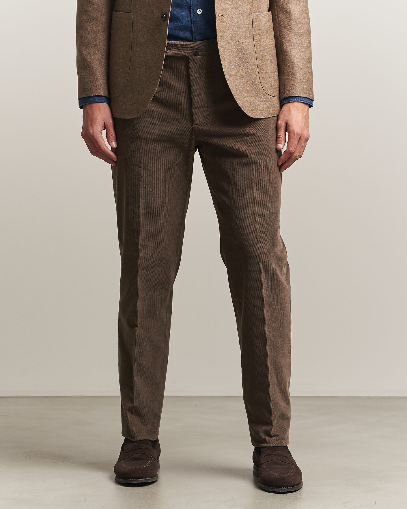 Men | Trousers | Incotex | Regular Fit Baby Corduroy Trousers Taupe