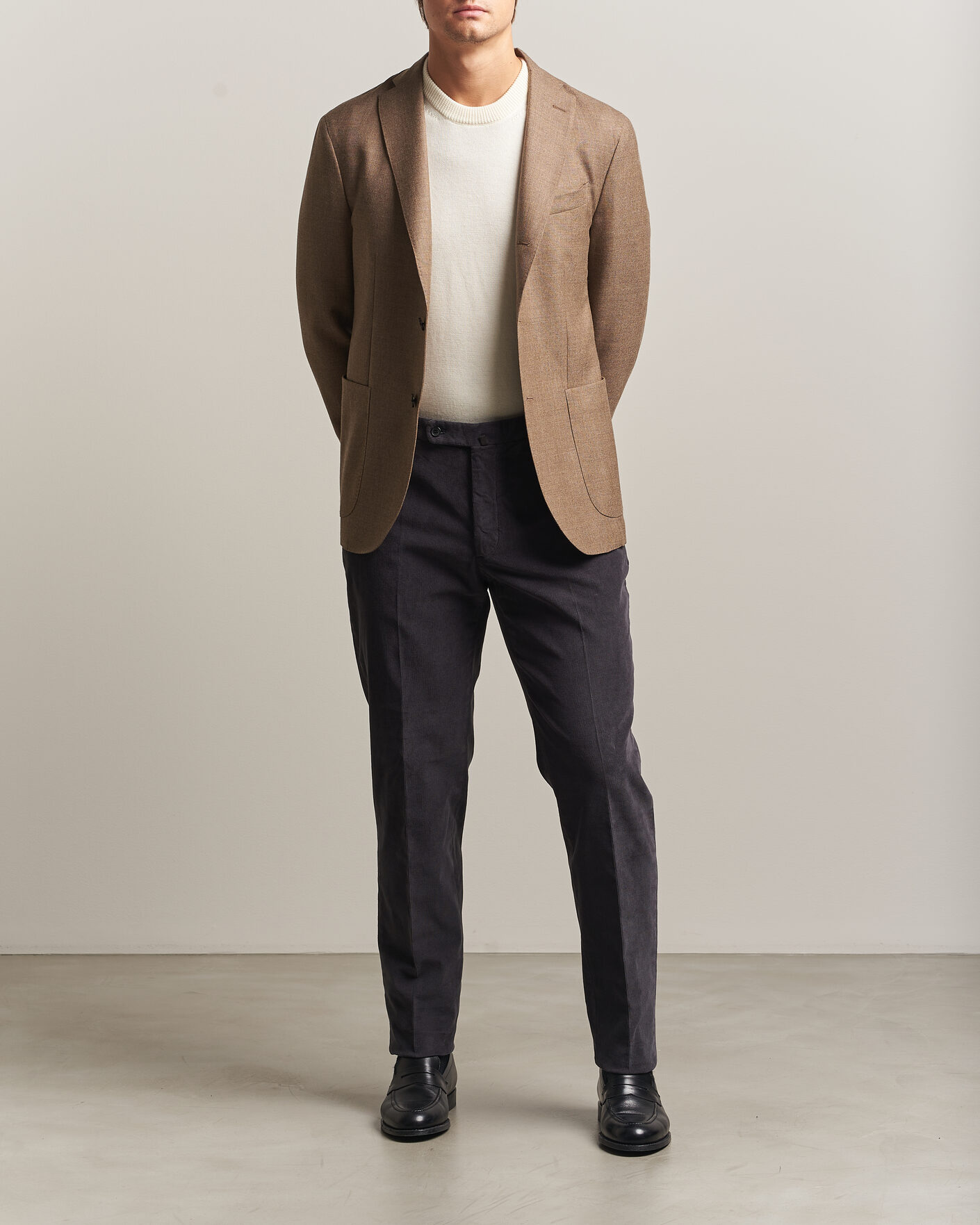 Men | Trousers | Incotex | Regular Fit Baby Corduroy Trousers Dark Grey