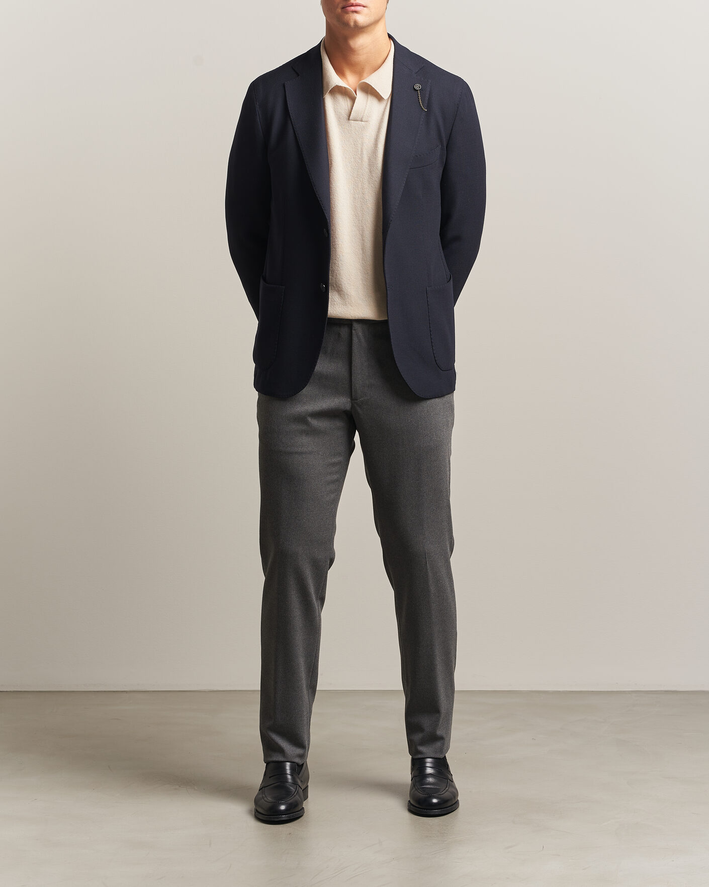 Men | Trousers | Incotex | Slim Fit Washable Flannel Trousers Grey Melange