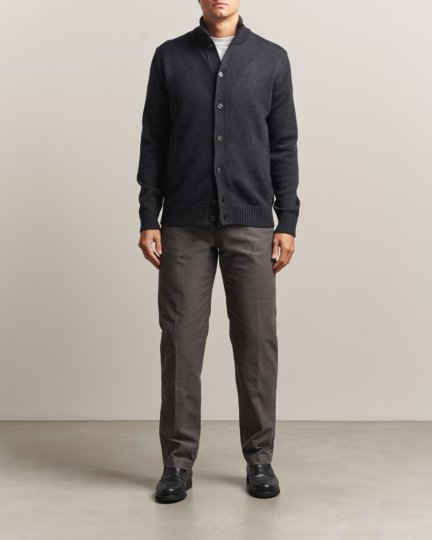 Men | Trousers | Incotex | Regular Fit Garment Dyed Slacks Dark Grey