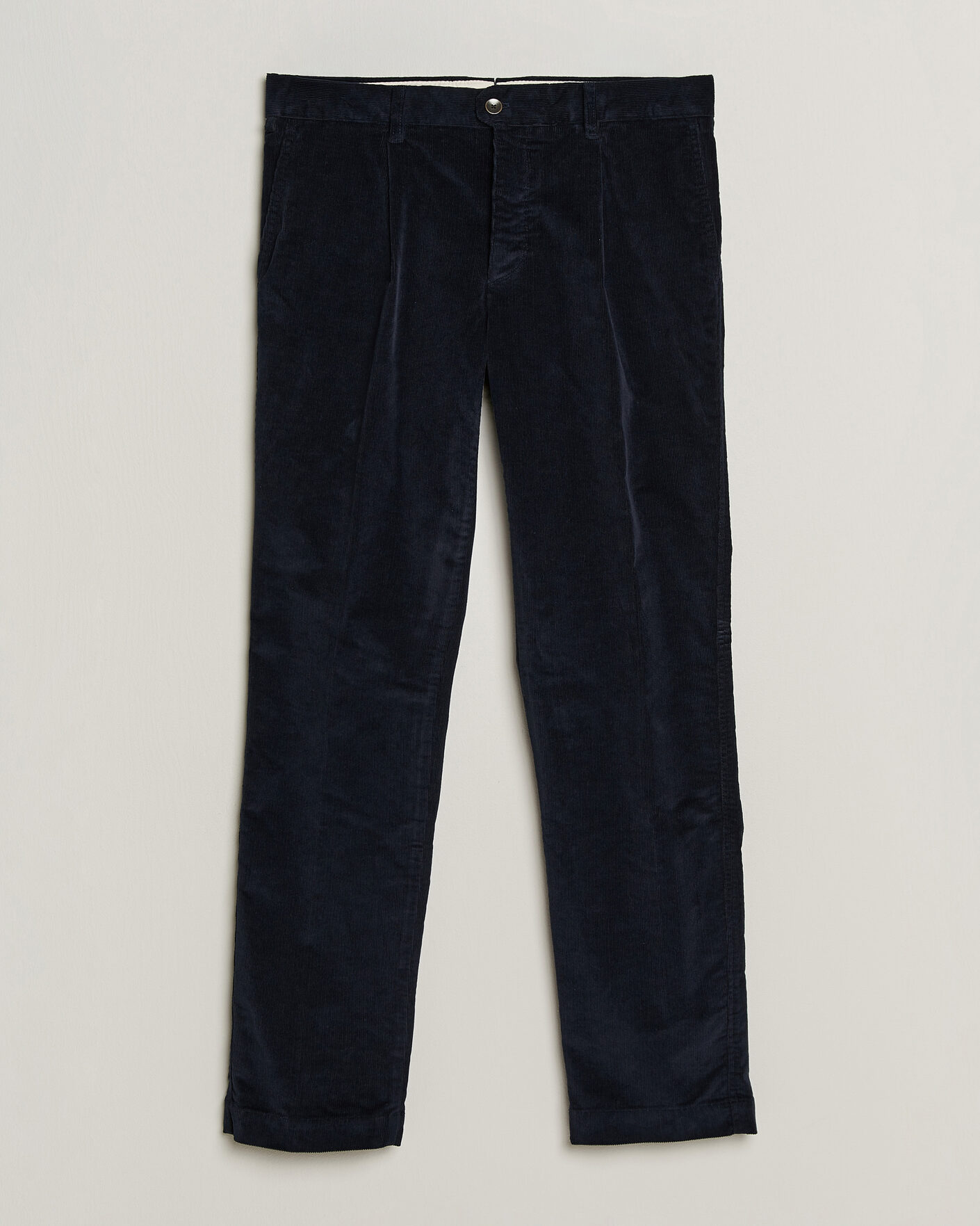 Men | Trousers | Incotex | Regular Fit Washed Corduroy Slacks Navy