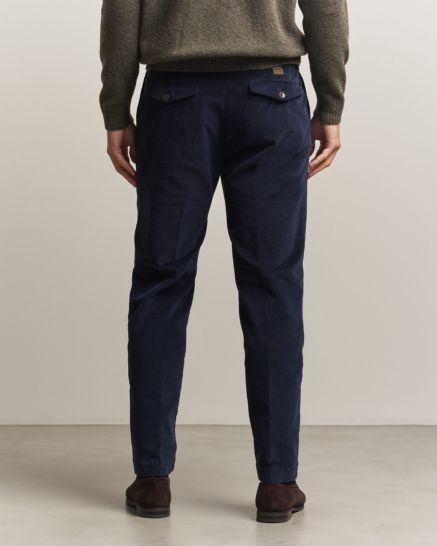 Men | Trousers | Incotex | Regular Fit Washed Corduroy Slacks Navy