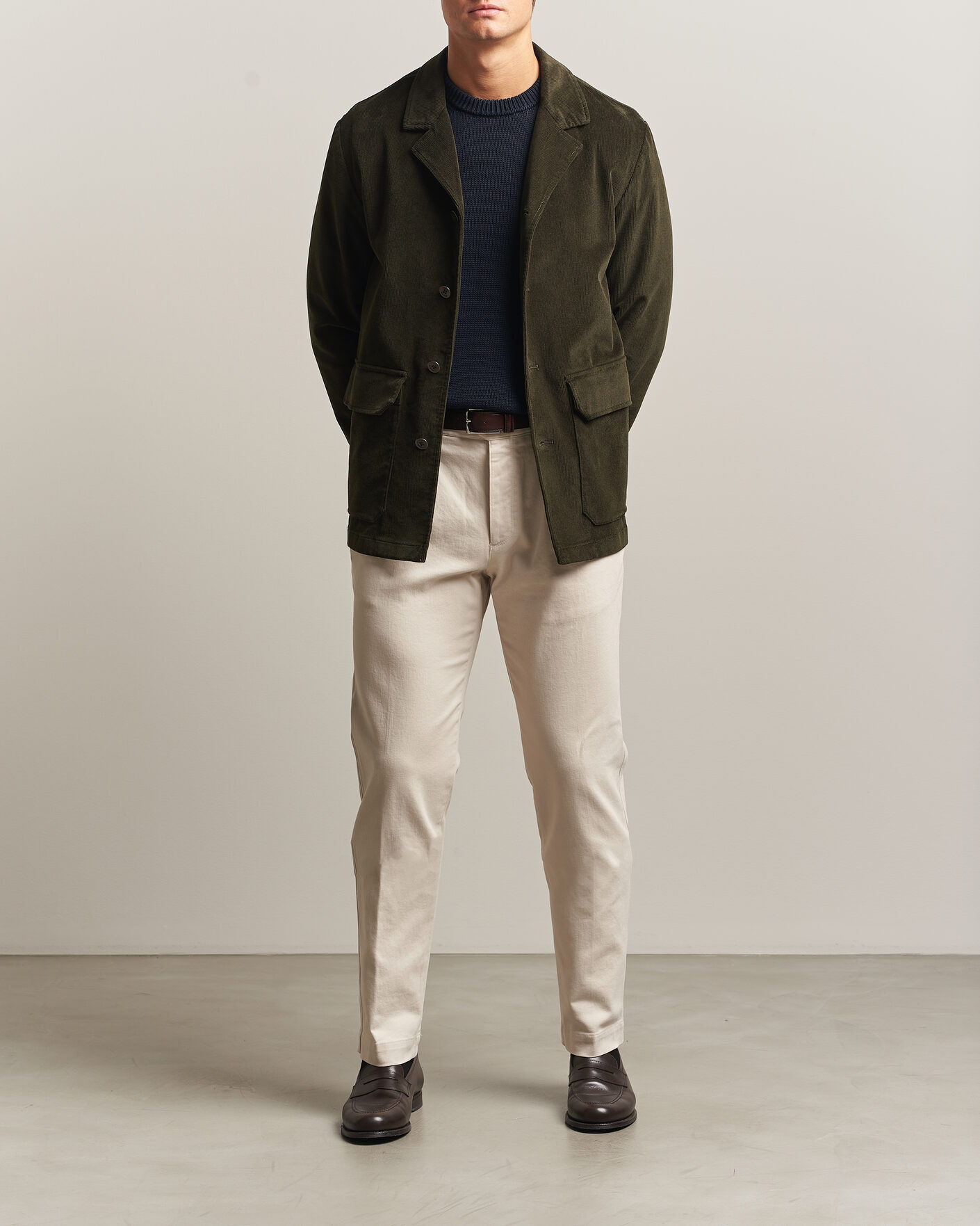 Men | Blazers | Incotex | Corduroy Sports Jacket Forest Green