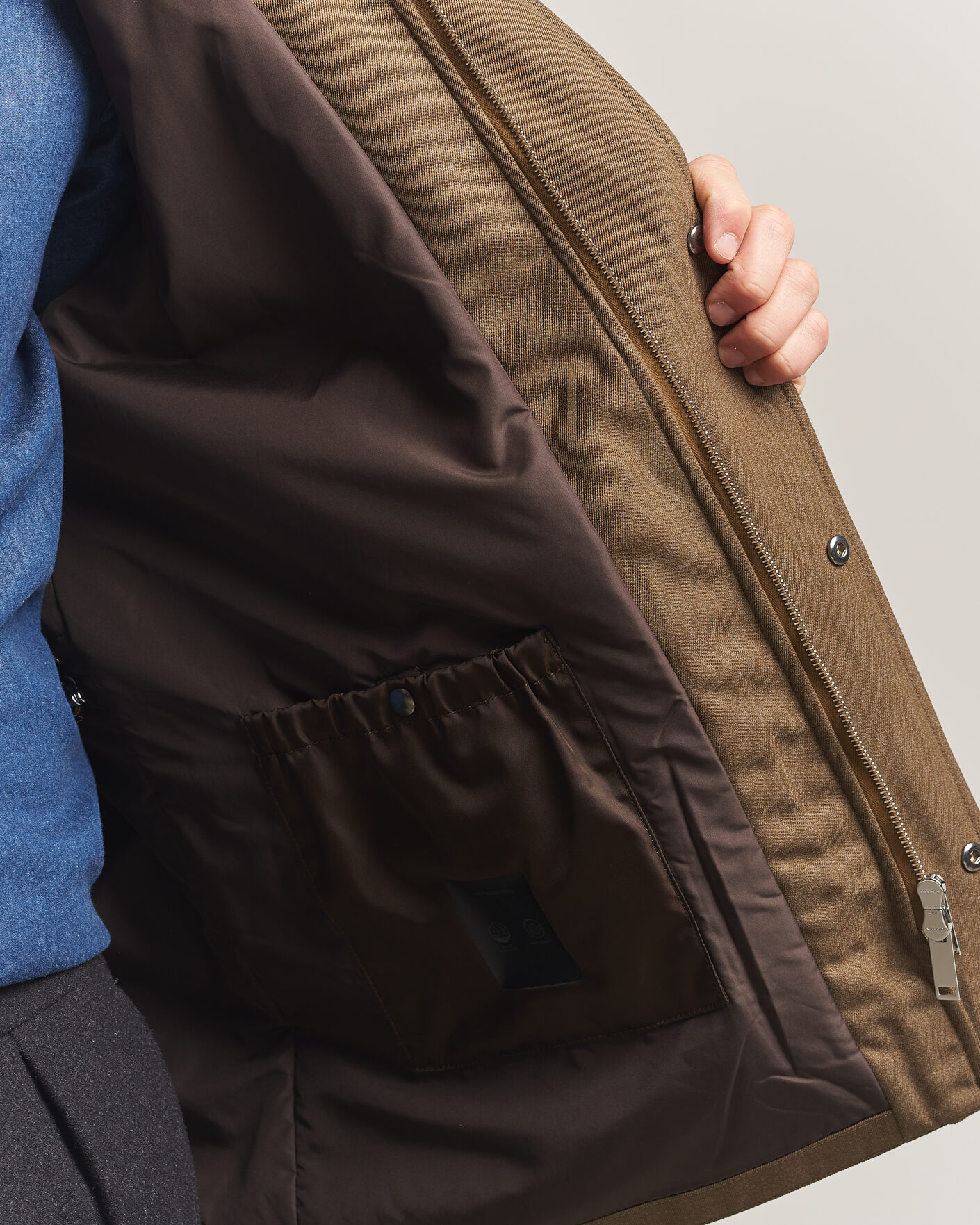 Men | Coats & Jackets | Incotex | Water Repellent Rain Caban Country Green