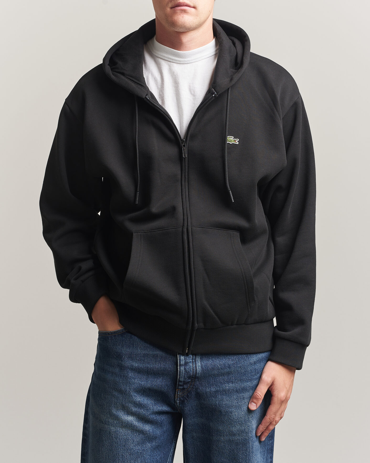 Men | Sweaters & Knitwear | Lacoste | Full Zip Hoodie Black