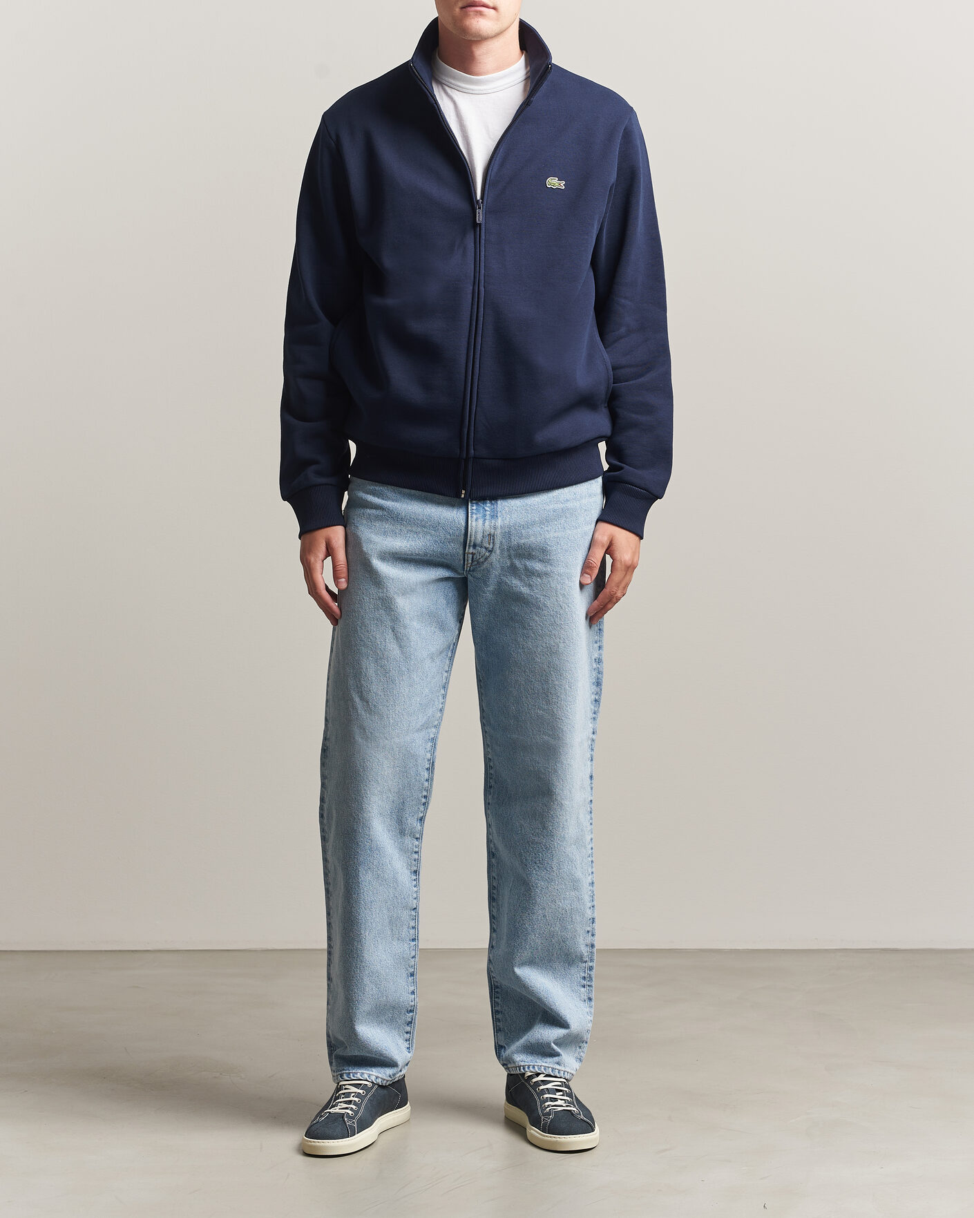 Lacoste Full Zip Sweater Navy Blue at CareOfCarl.com