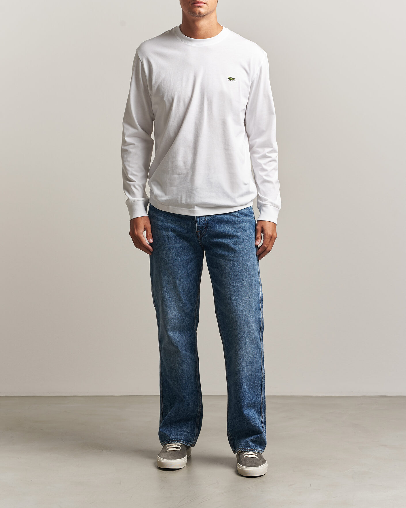 Men | T-Shirts | Lacoste | Crew Neck Long Sleeve T-Shirt White