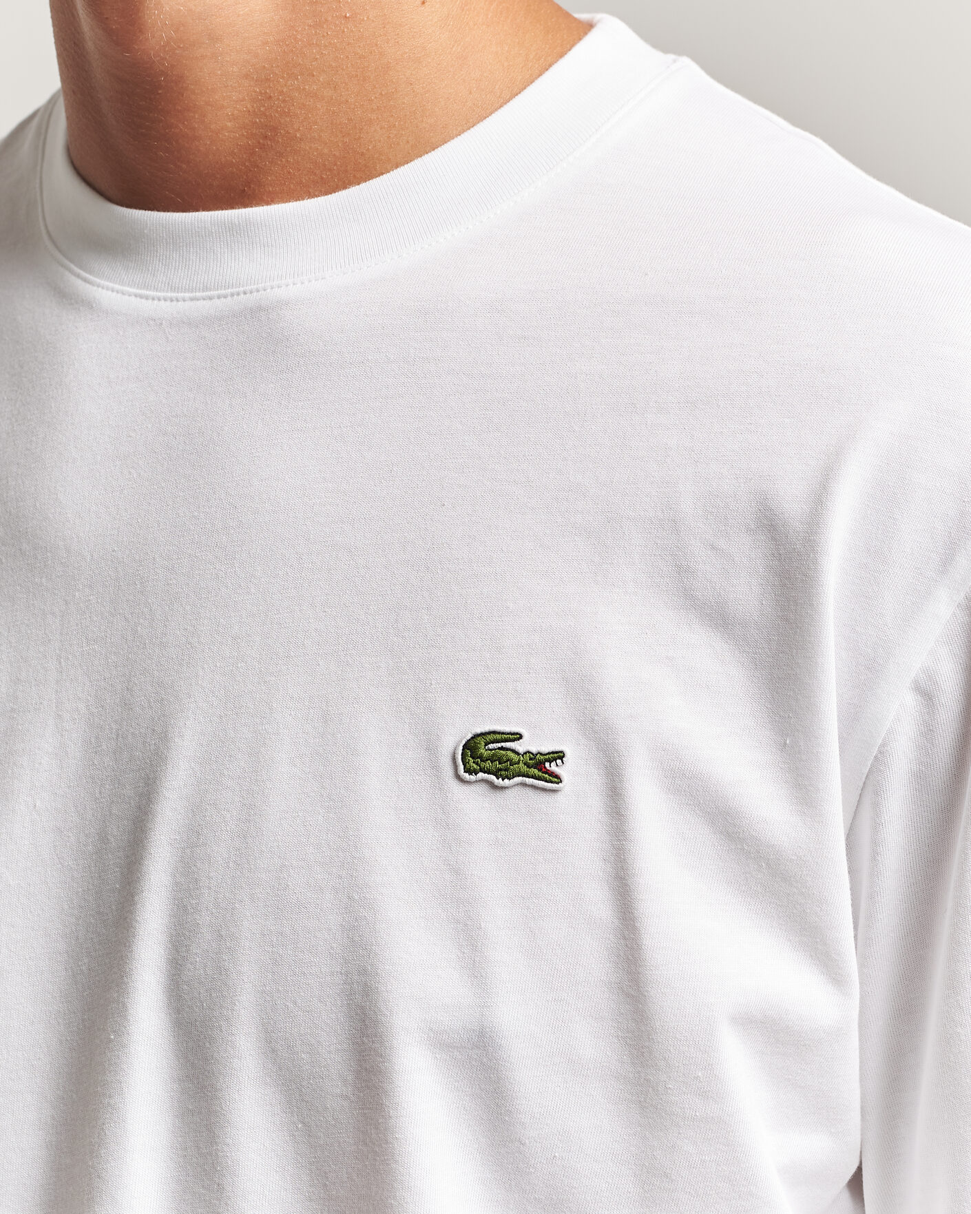 Men | T-Shirts | Lacoste | Crew Neck Long Sleeve T-Shirt White