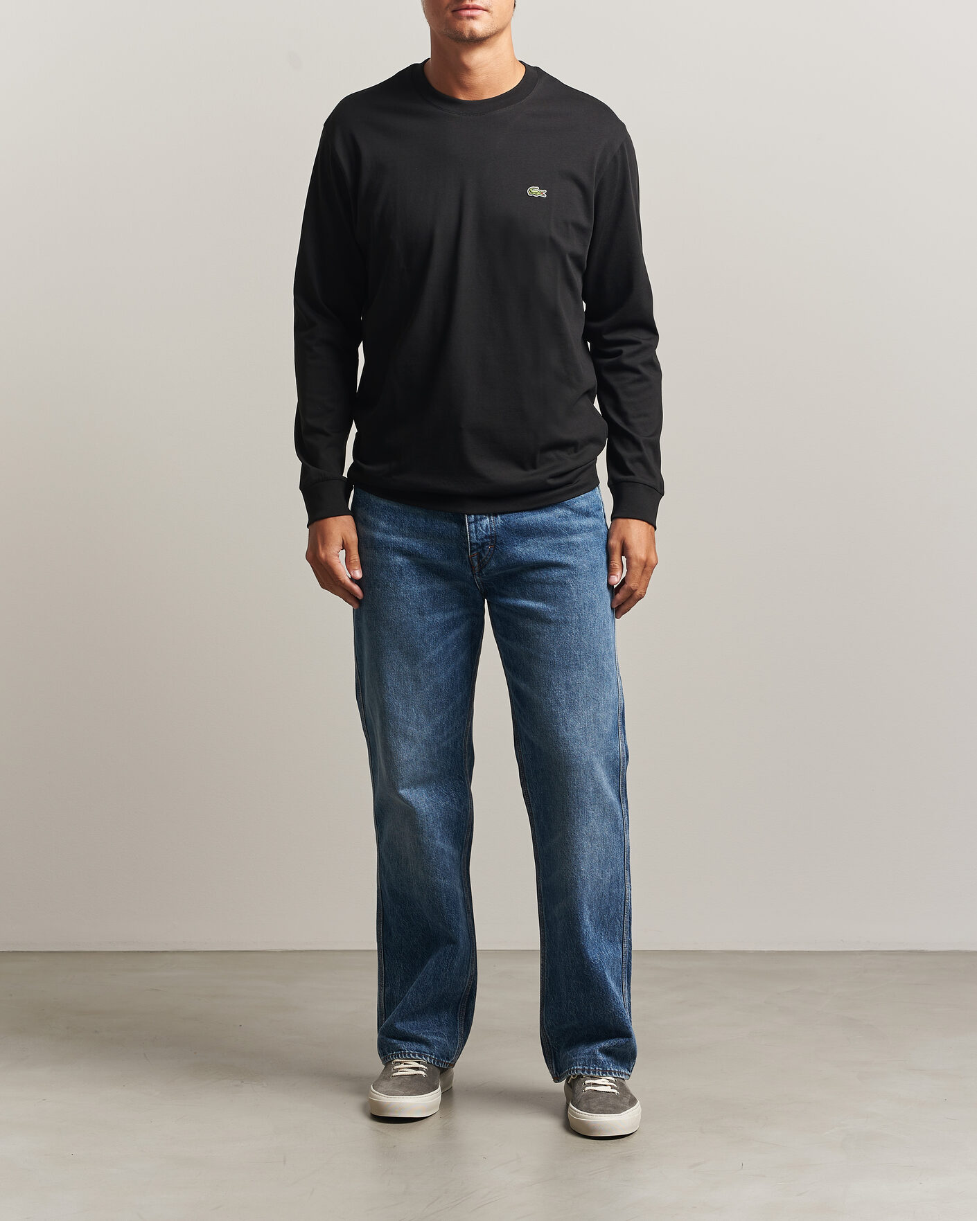 Men | T-Shirts | Lacoste | Crew Neck Long Sleeve T-Shirt Black