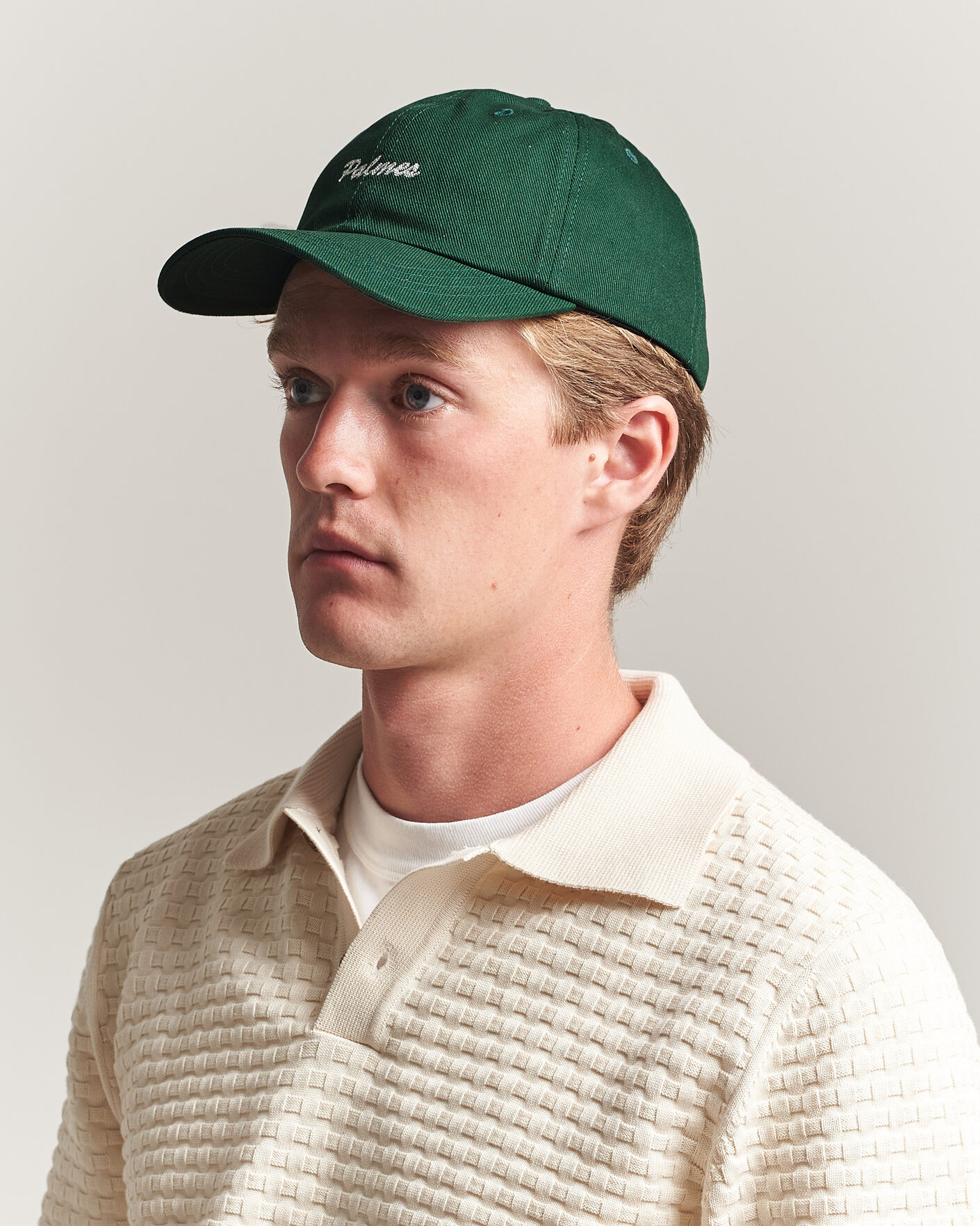 Palmes Logo 6-Panel Cap Dark Green at CareOfCarl.com