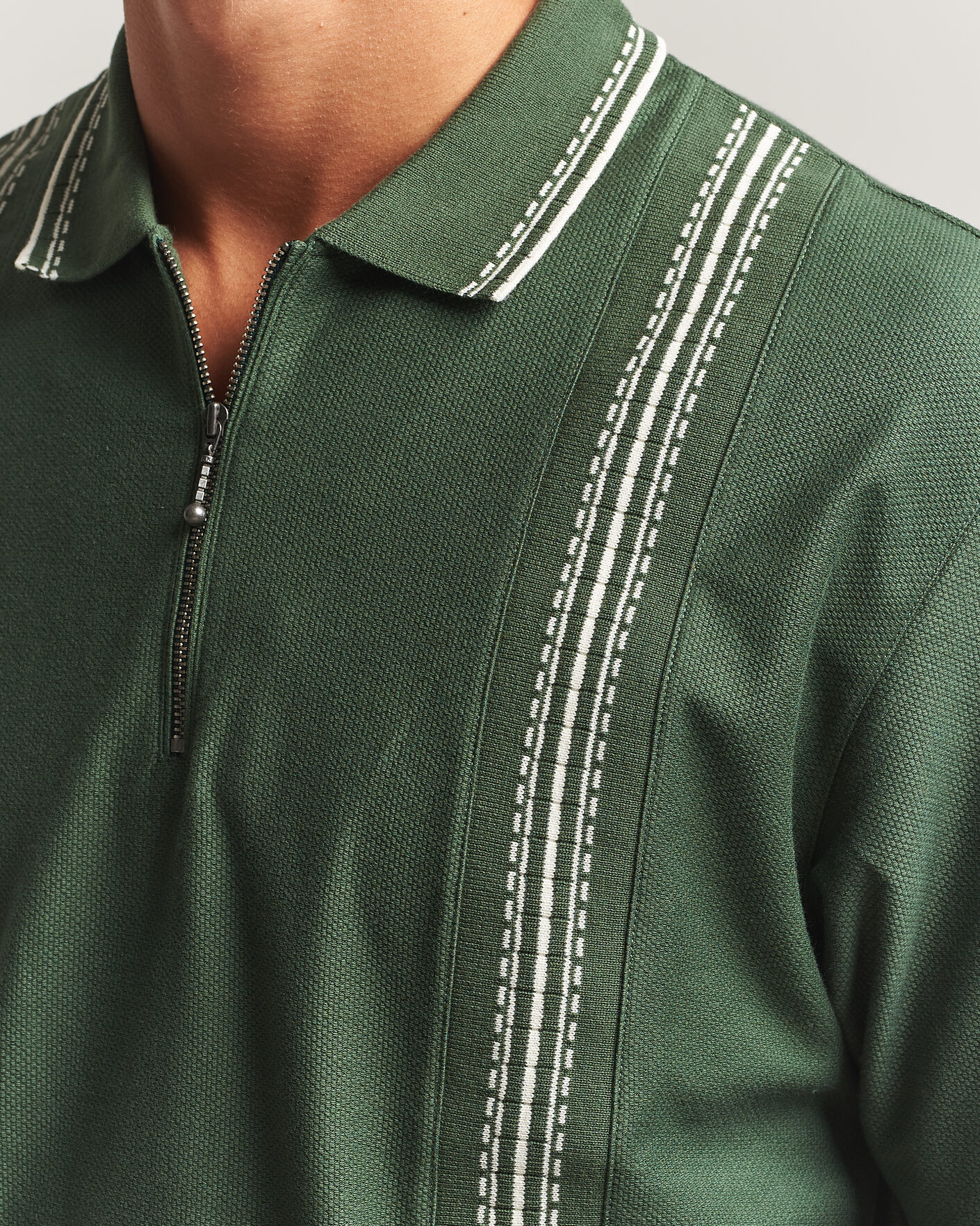 Men | Polo Shirts | Palmes | Panel Zip Polo Green