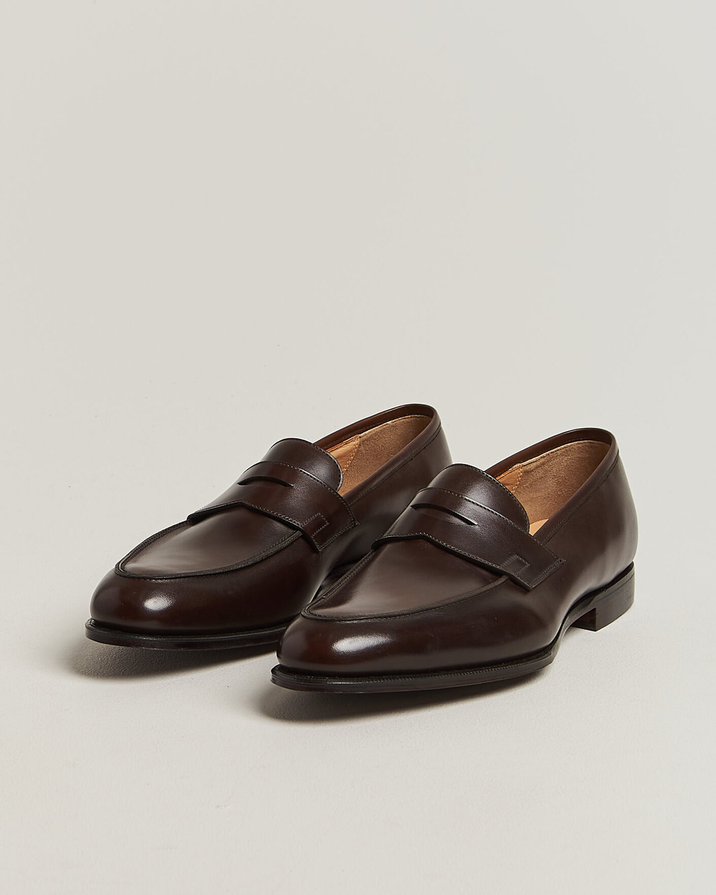 Men | Loafers | Crockett & Jones | Crawford Handgrade Penny Loafer Dk Brown Antique Calf