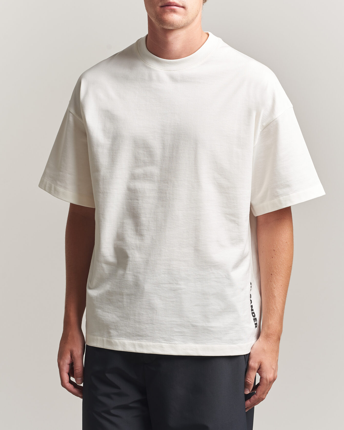 Jil Sander Short Sleeve Side Logo T-Shirt Off White at CareOfCarl.com