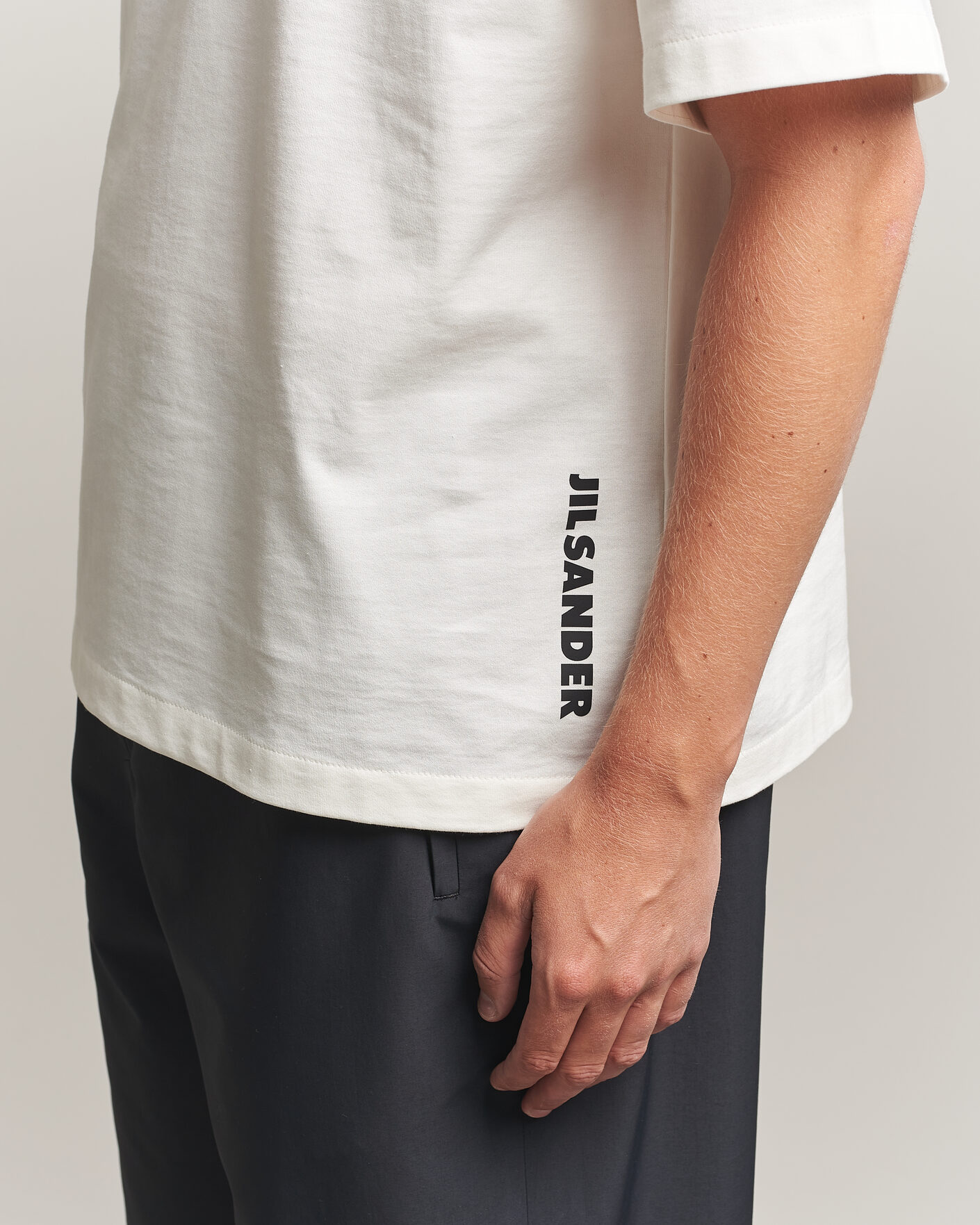 Men | T-Shirts | Jil Sander | Short Sleeve Side Logo T-Shirt Off White