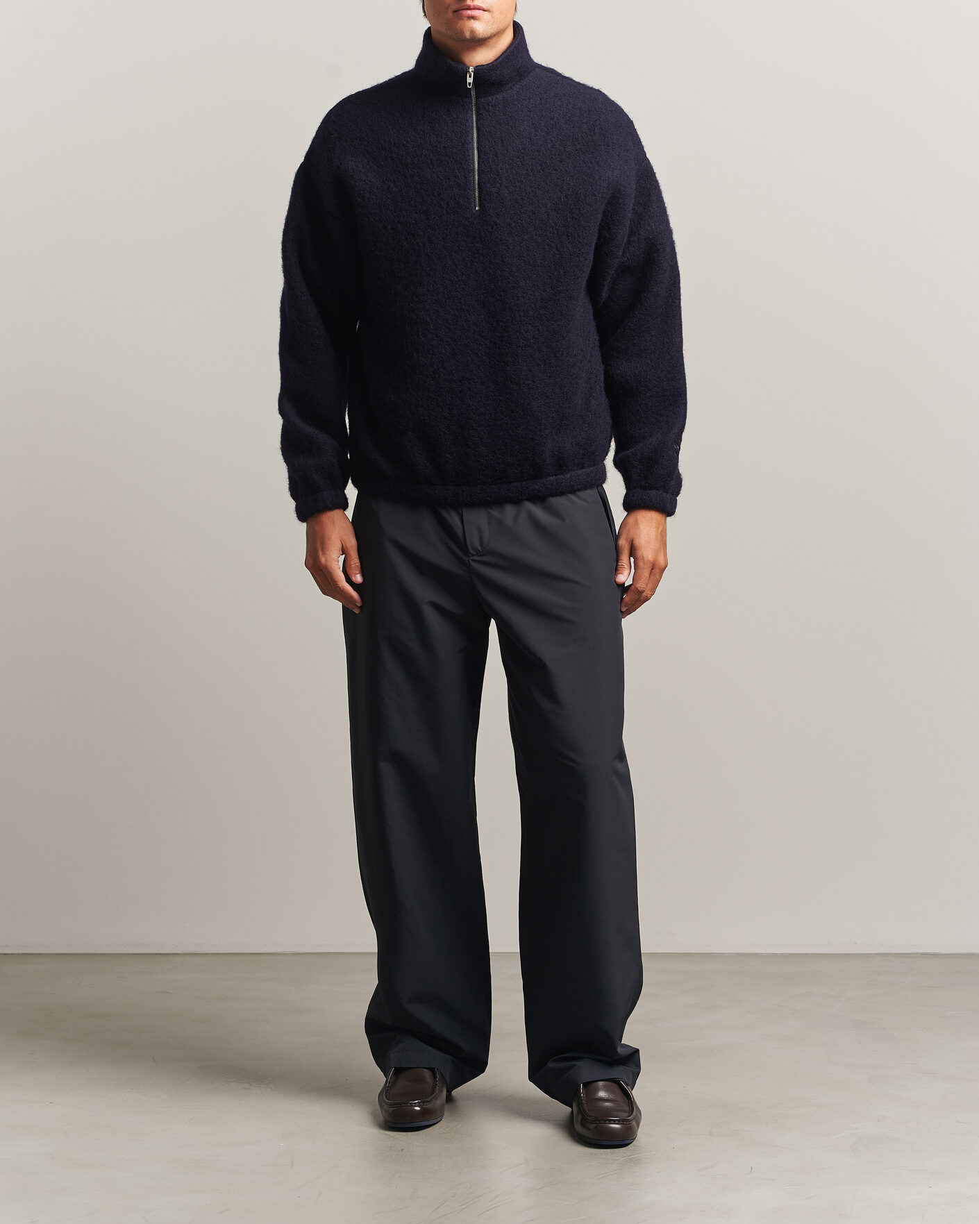 Jil Sander Half Zip Fleece Sweater Navy at CareOfCarl.com