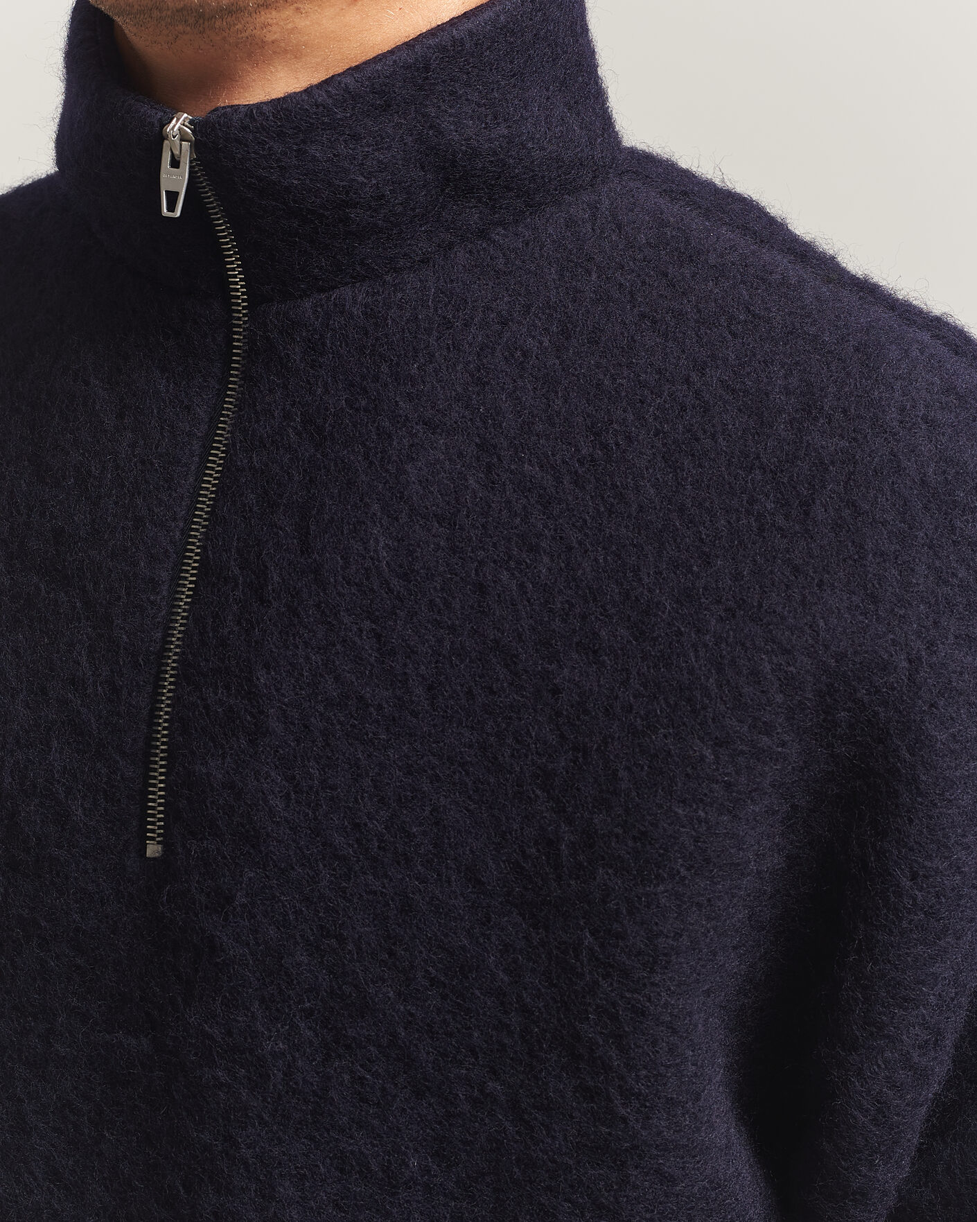 Jil Sander Half Zip Fleece Sweater Navy at CareOfCarl.com