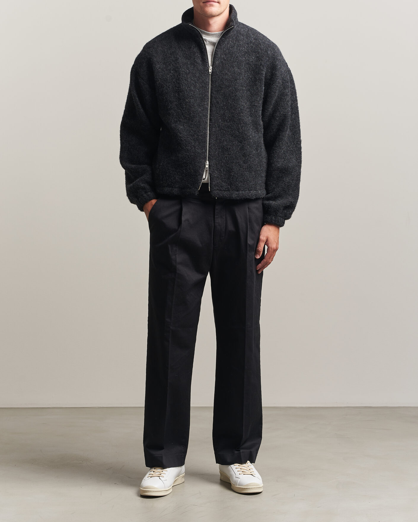 Jil Sander Full Zip Fleece Jacket Charcoal at CareOfCarl.com