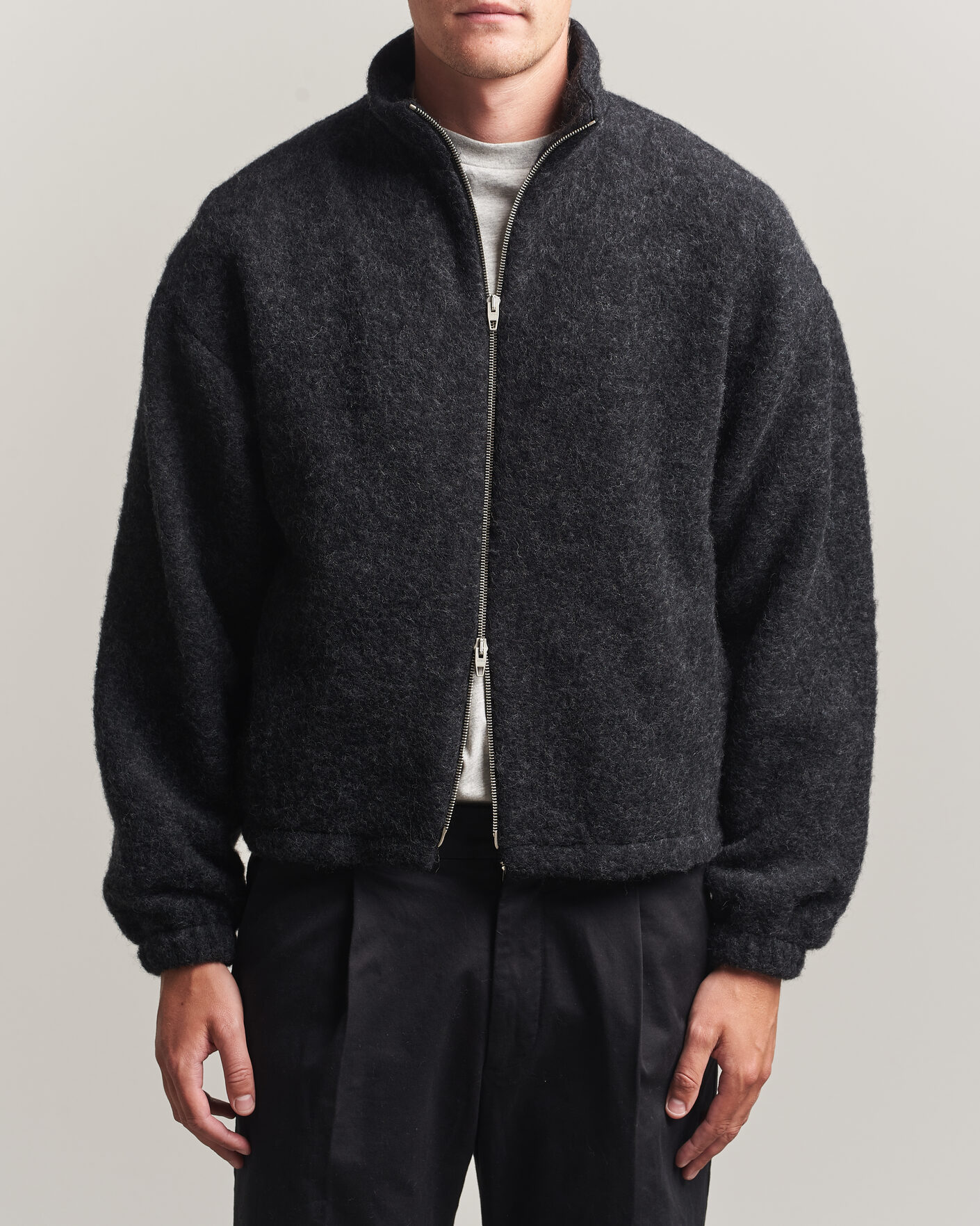 Jil Sander Full Zip Fleece Jacket Charcoal at CareOfCarl.com
