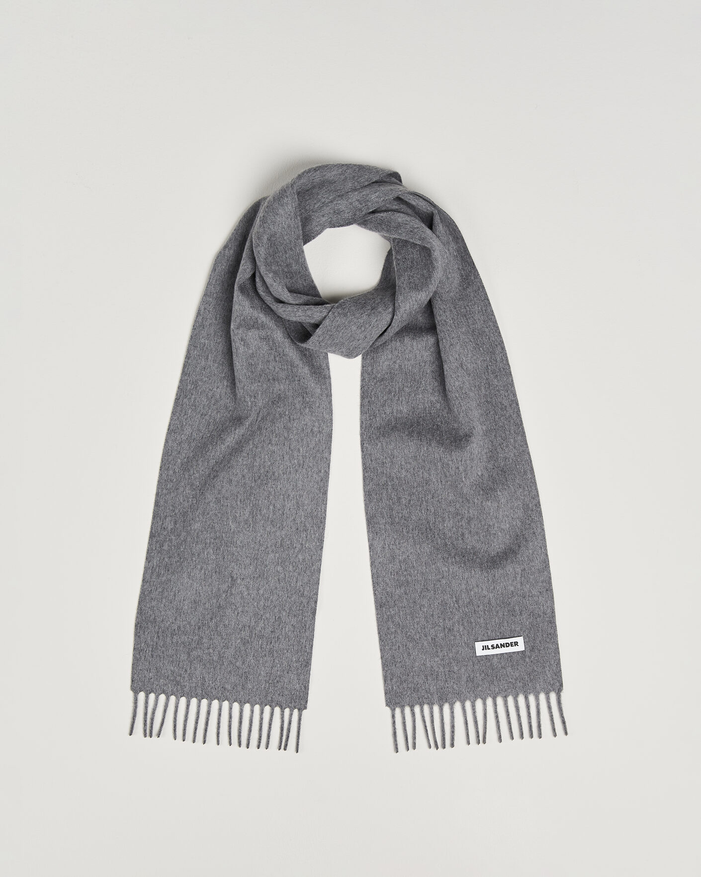 Men | Scarves | Jil Sander | Plain Logo Scarf Grey Melange