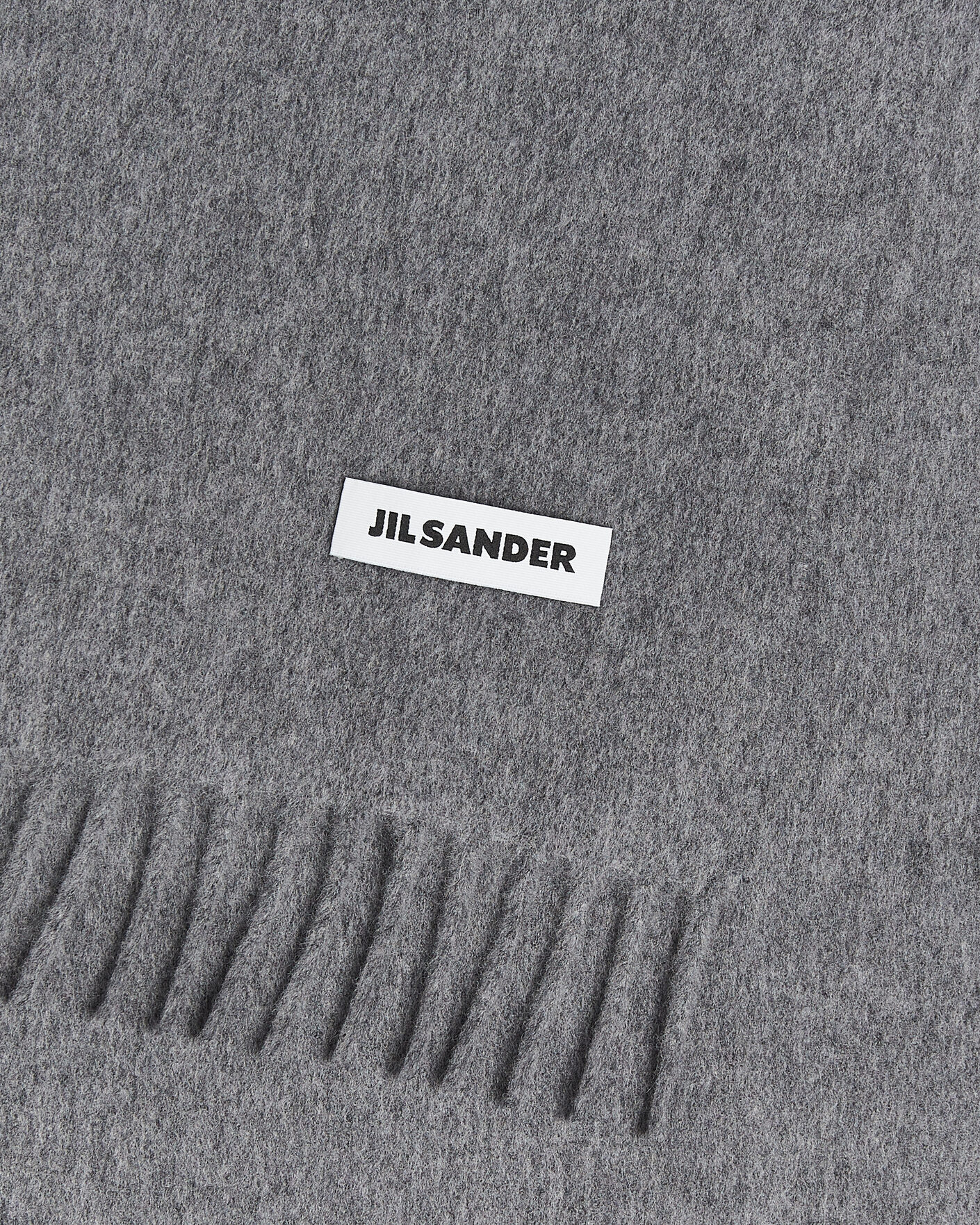 Jil Sander Plain Logo Scarf Grey Melange at CareOfCarl.com