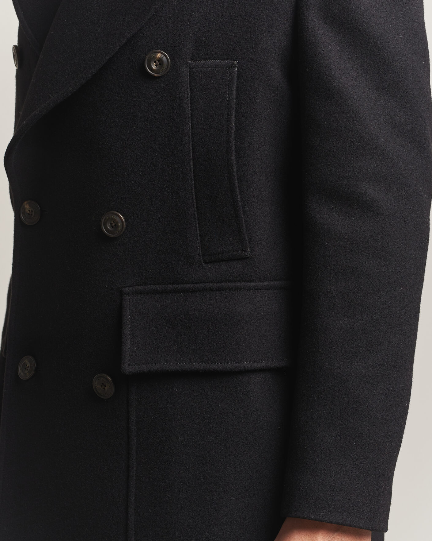 Men | Coats & Jackets | L.B.M. 1911 | Double Breasted Wool/Cashmere Coat Black