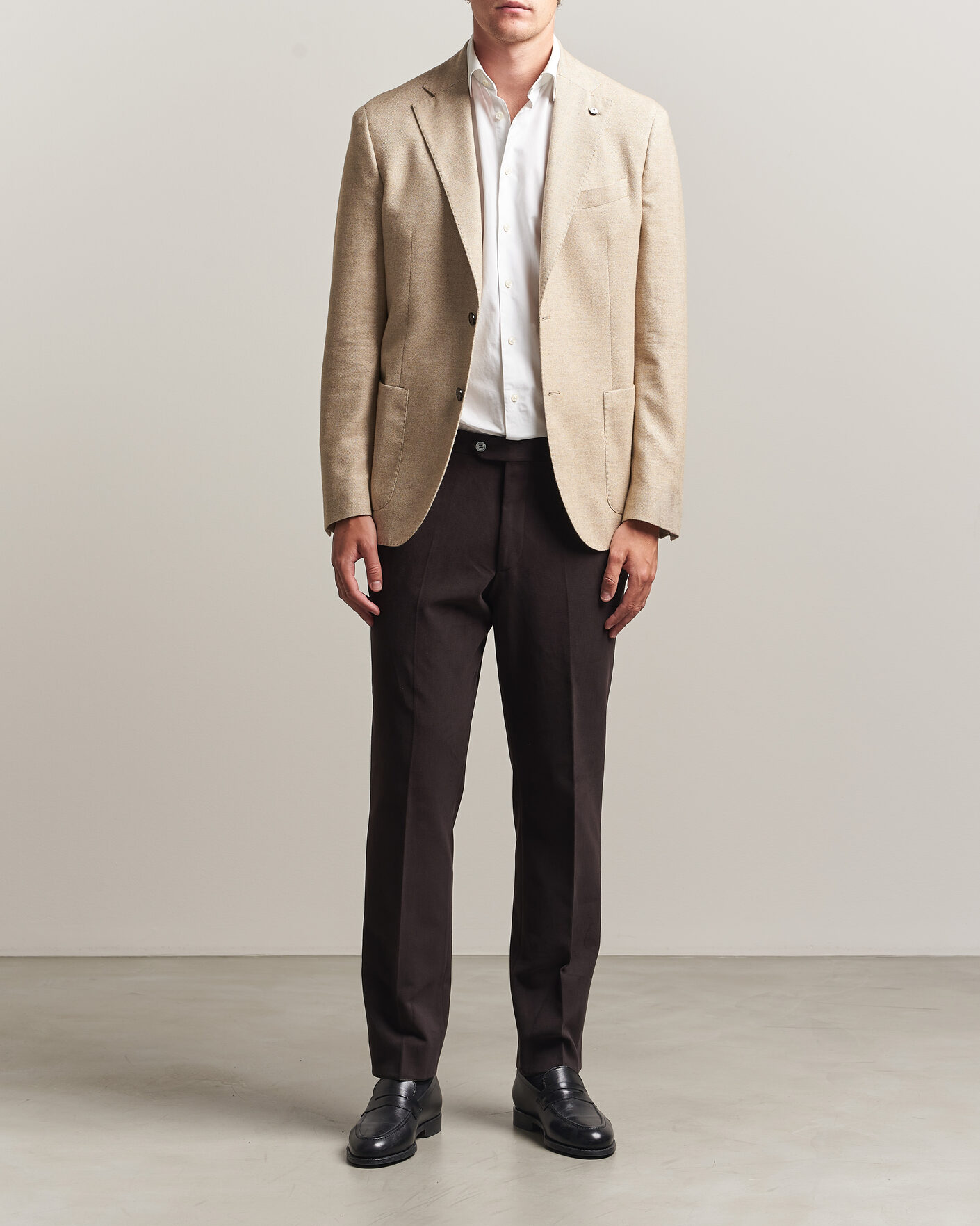 Men | Blazers | L.B.M. 1911 | Jack Cotton Herringbone Blazer Beige