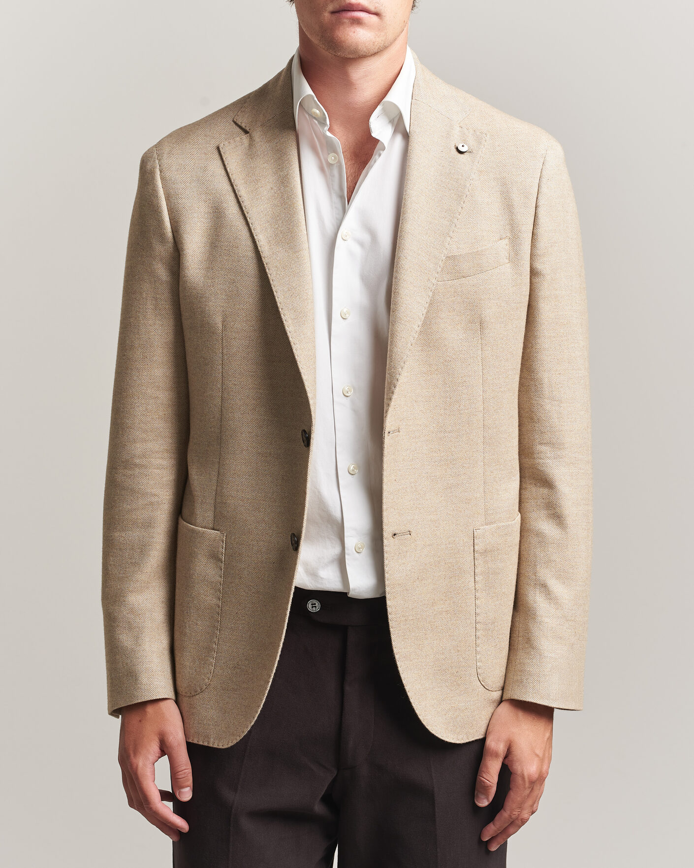 Men | Blazers | L.B.M. 1911 | Jack Cotton Herringbone Blazer Beige